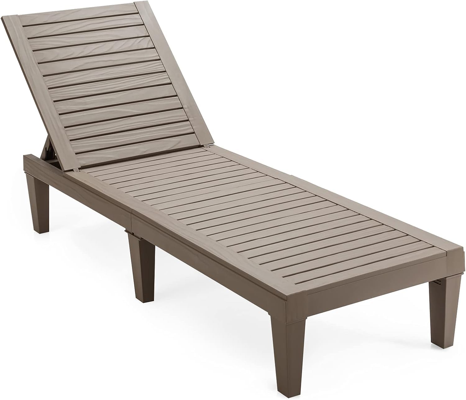 FANTASK Lettino prendisole resistente alle intemperie, sdraio da giardino con schienale regolabile, lettino da balcone in plastica, caffè