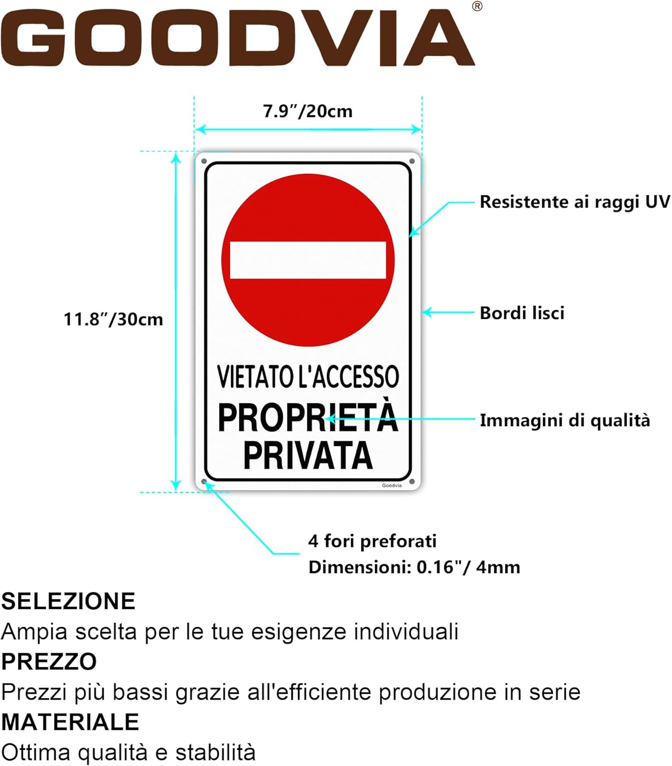 Cartello Proprietà Privata Alluminio 20x30cm - immagine 2