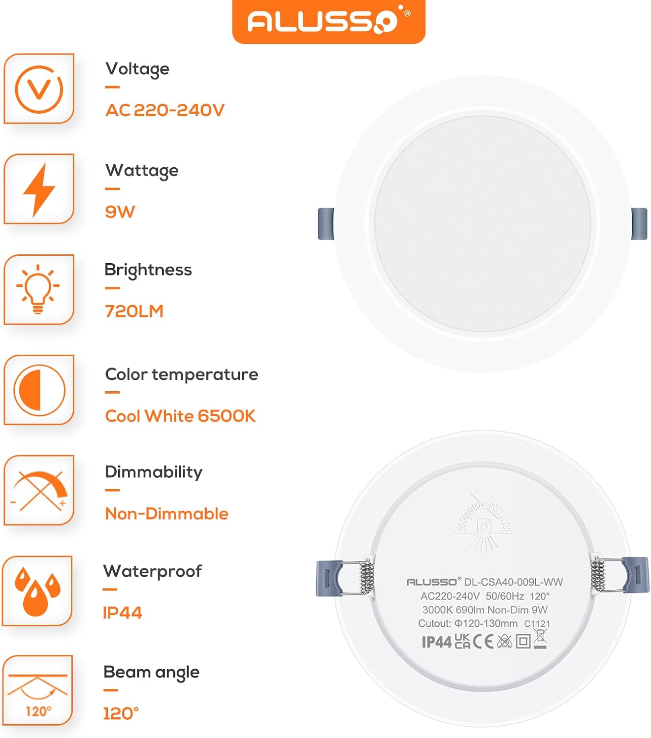 Alusso Faretti LED da Incasso 6x9W 6000K - immagine 2