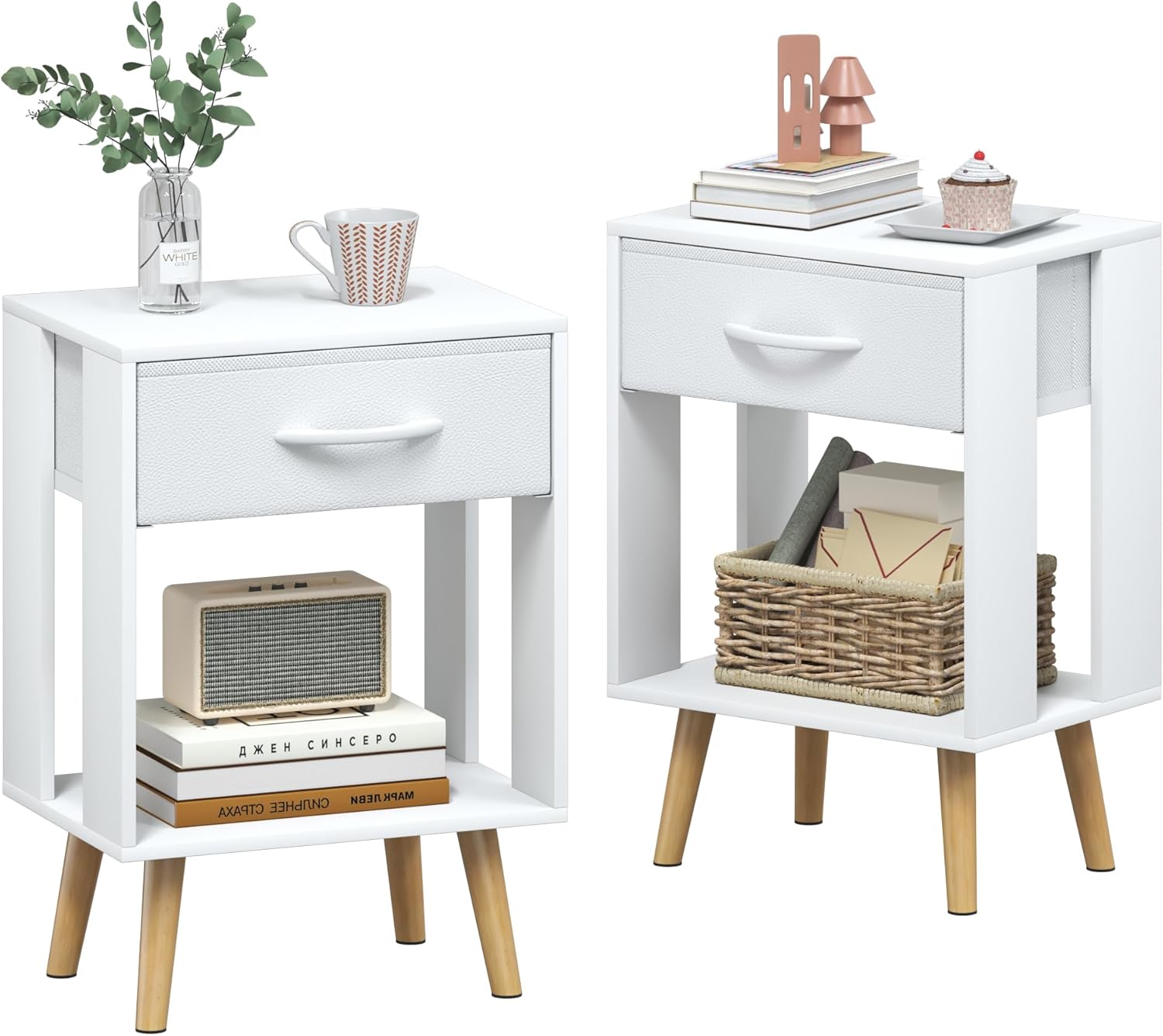 Oyrreu - Comodino Camera da Letto 40x30x60.3cm (Set 2)