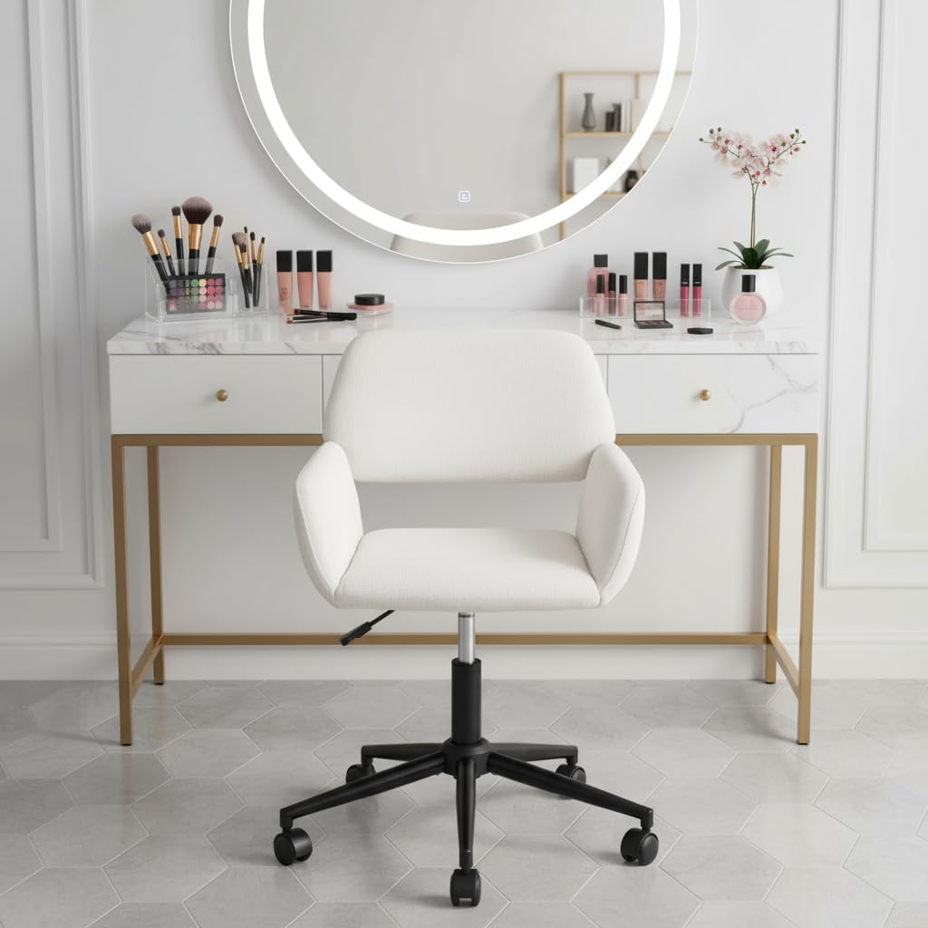 FurnitureR Sedia da Trucco Girevole Beige