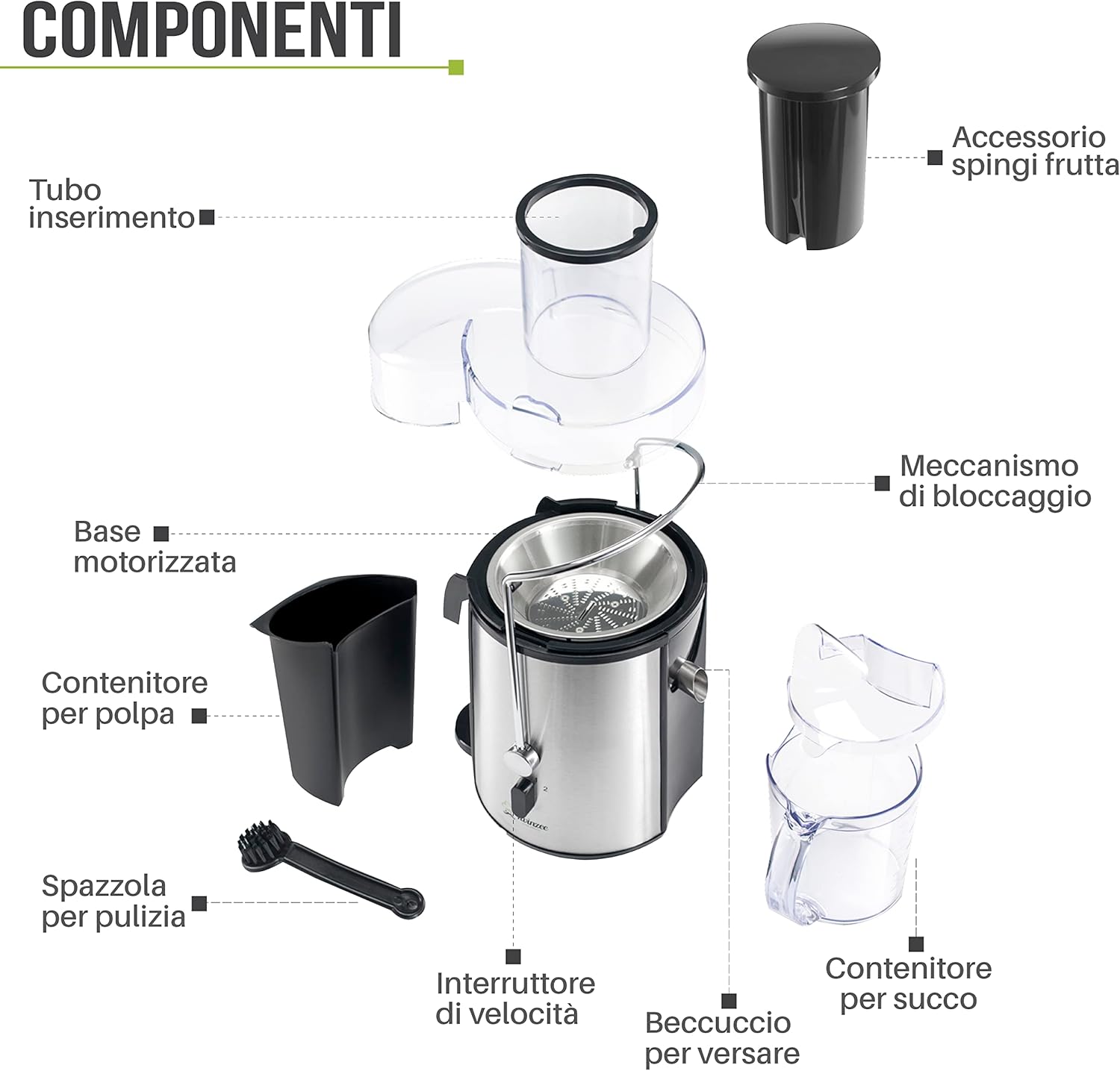 Twinzee Centrifuga Frutta e Verdura Professionale 850W - immagine 8