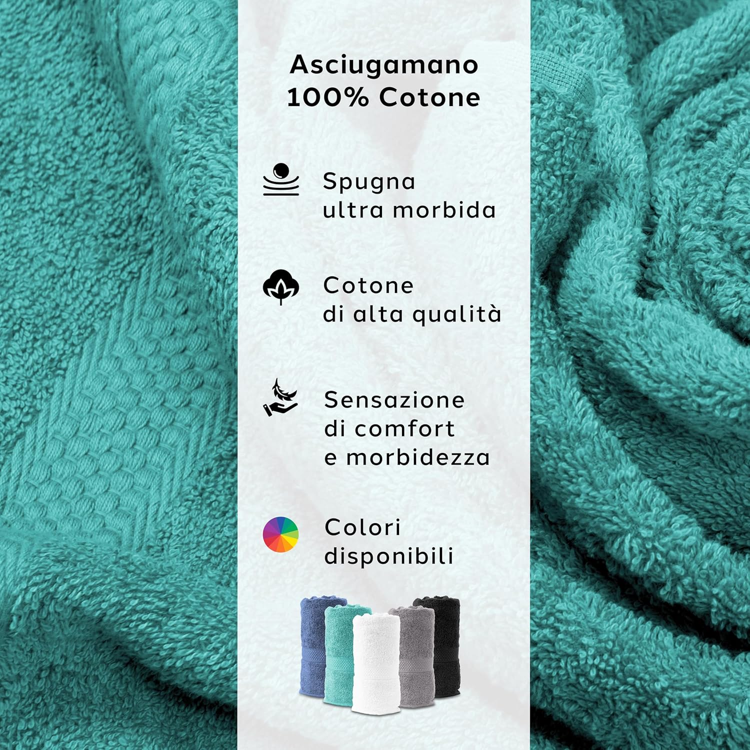 Caleffi Set Asciugamani Bagno Cotone 2 Pezzi, Verde - immagine 2