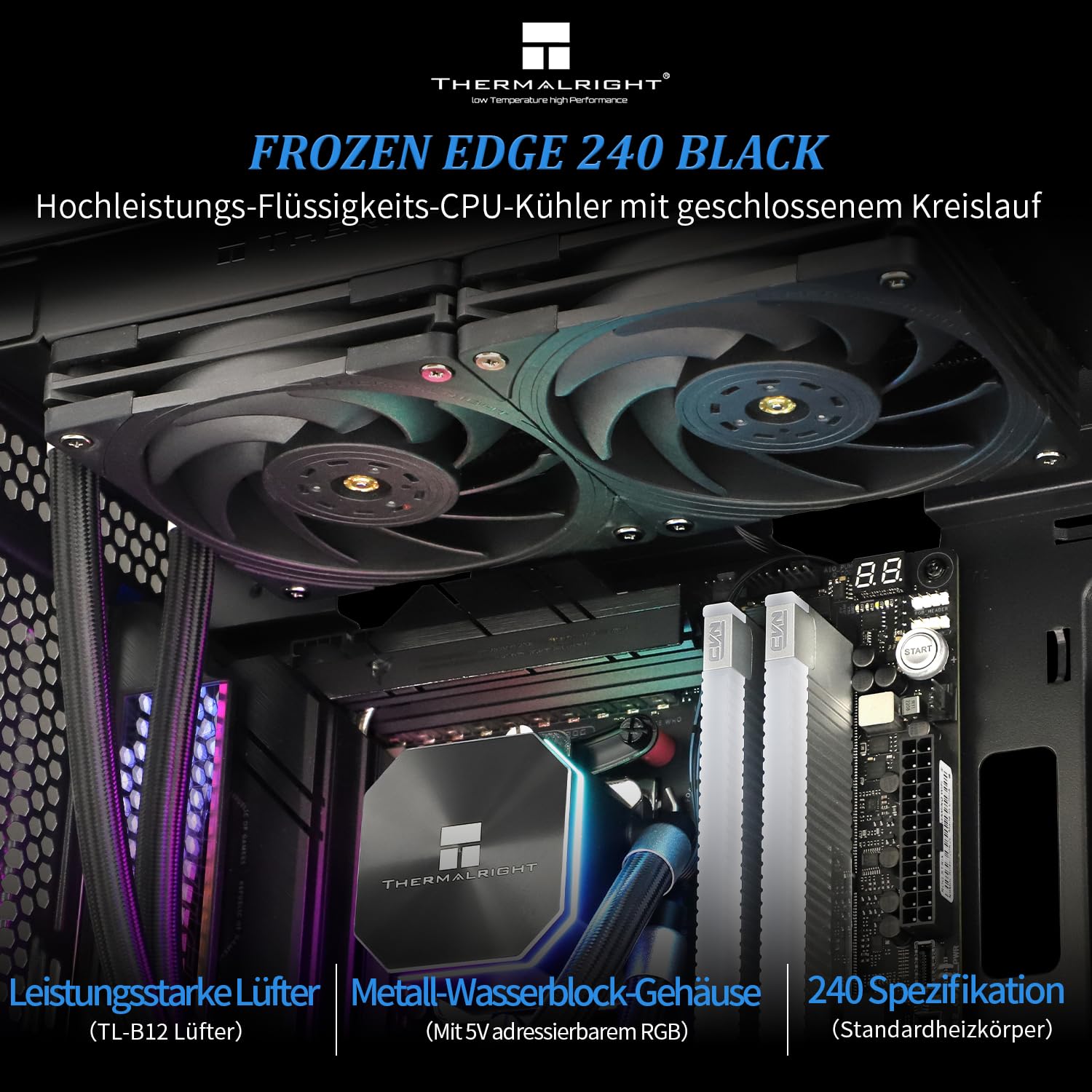 Tr Raffreddatore d'Acqua CPU Frozen Edge 240 Nero - immagine 2