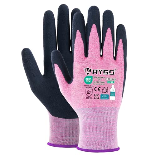 Kaygo Guanti da Lavoro Rivestiti in Lattice, Rosa XS