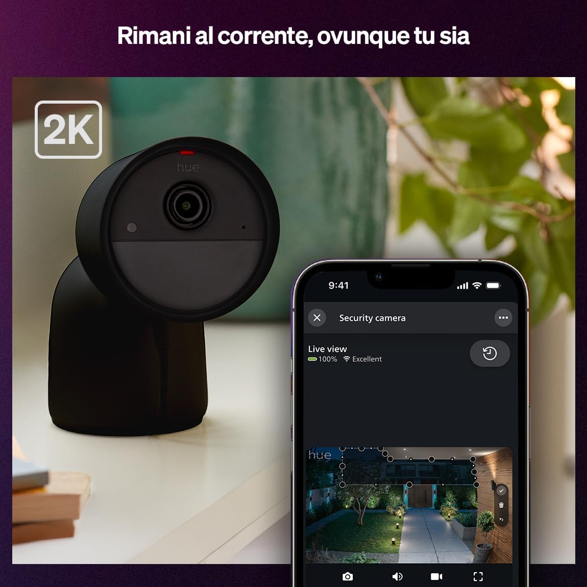 Philips Hue Secure Desktop Camera 2K, Nera - immagine 2