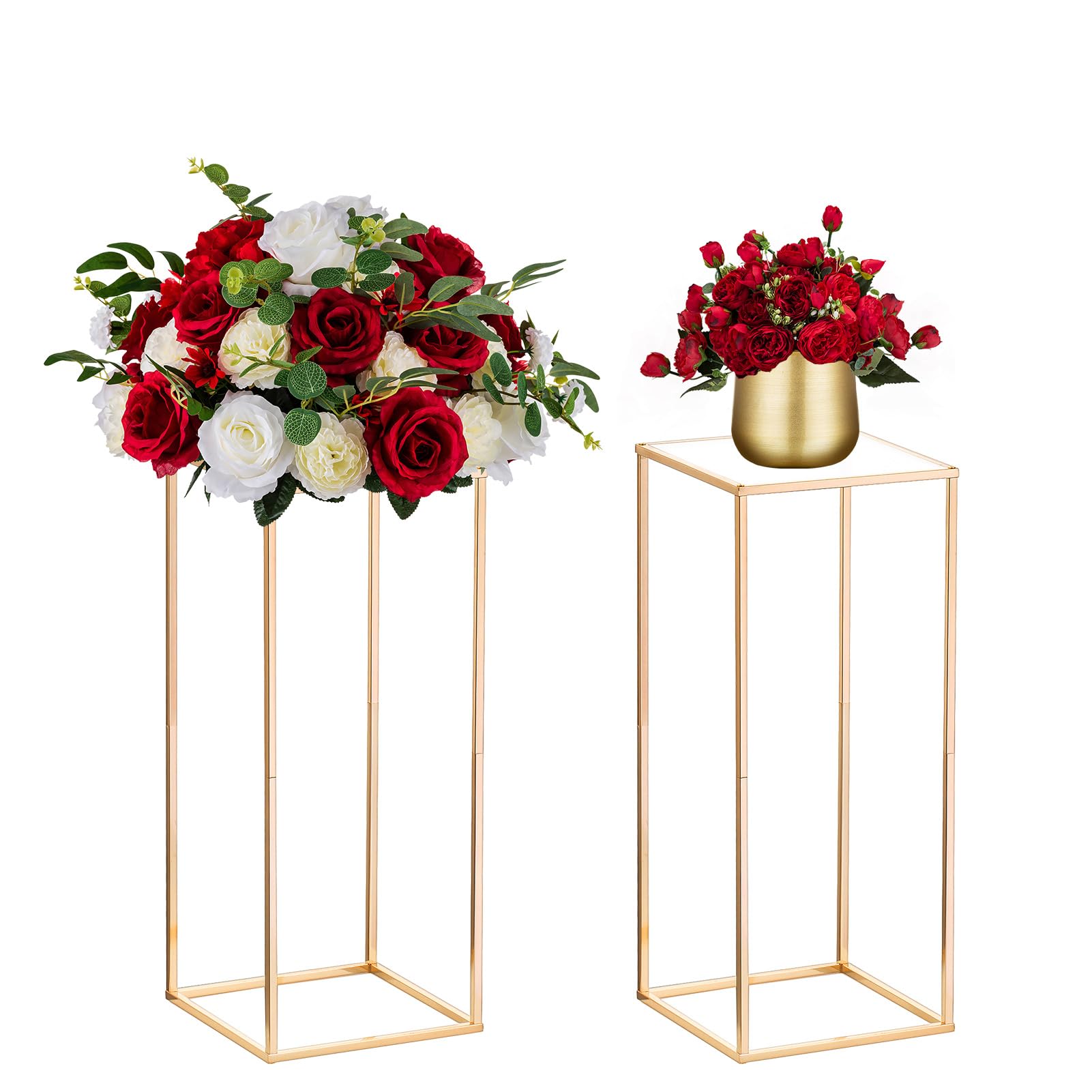 Nuptio 2 Pezzi Centrotavola Matrimoni Vasi D'oro 60cm