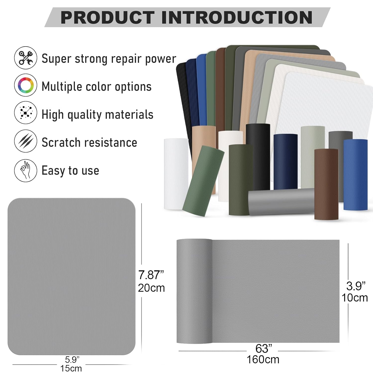 Toppe Autoadesive in Nylon 20x15cm, 8 Pezzi, Nero - immagine 2