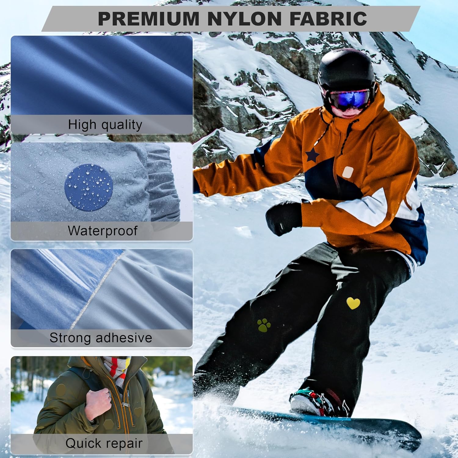 Toppe Autoadesive in Nylon 20x15cm, 8 Pezzi, Nero - immagine 3