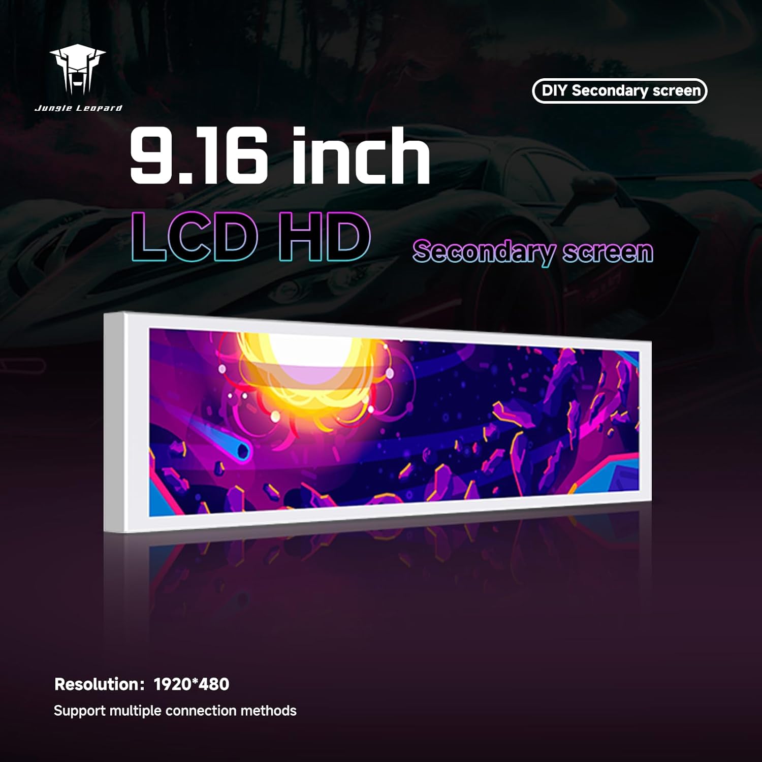 TZMRIT 9.16 Inch Universal LCD Screen Display for PC, Customizable ARGB Frame, Temperature Display Panel, Mini Monitor, with Preset & DIY Themes for Gaming PC Case/CPU Cooler (WH) - immagine 2