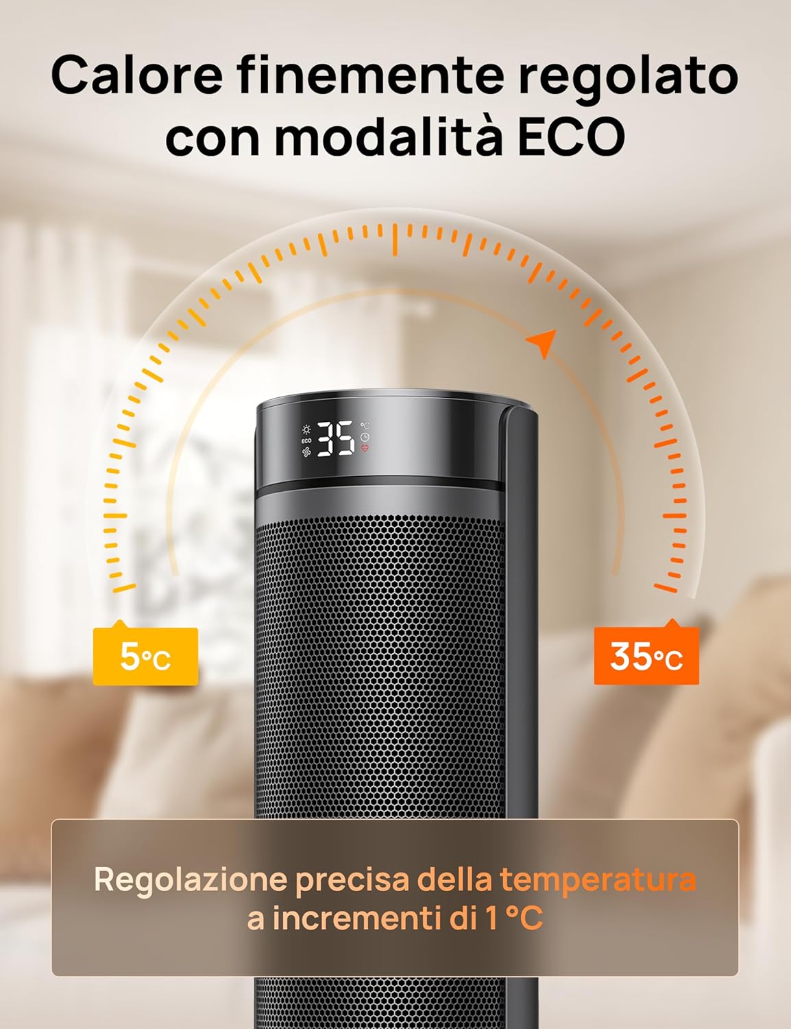 Dreo Stufa a Torre 2000W 23 Pollici Silenziosa - immagine 5