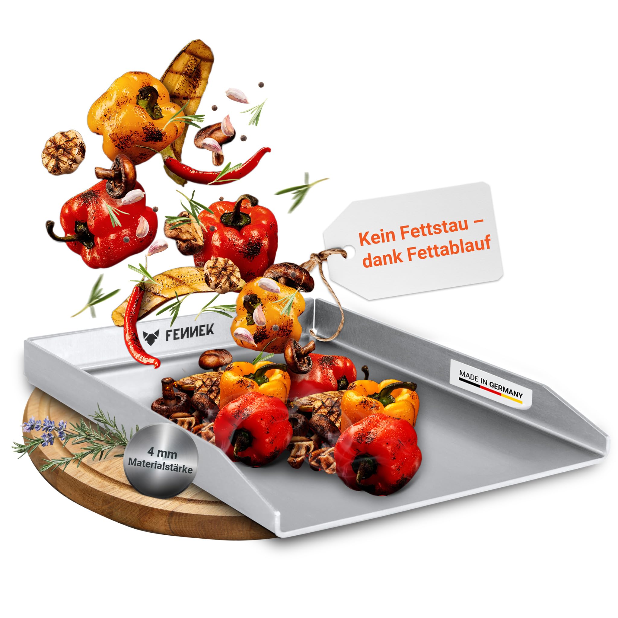 Fennek Plancha 40x30cm in Acciaio Inox 4.0mm