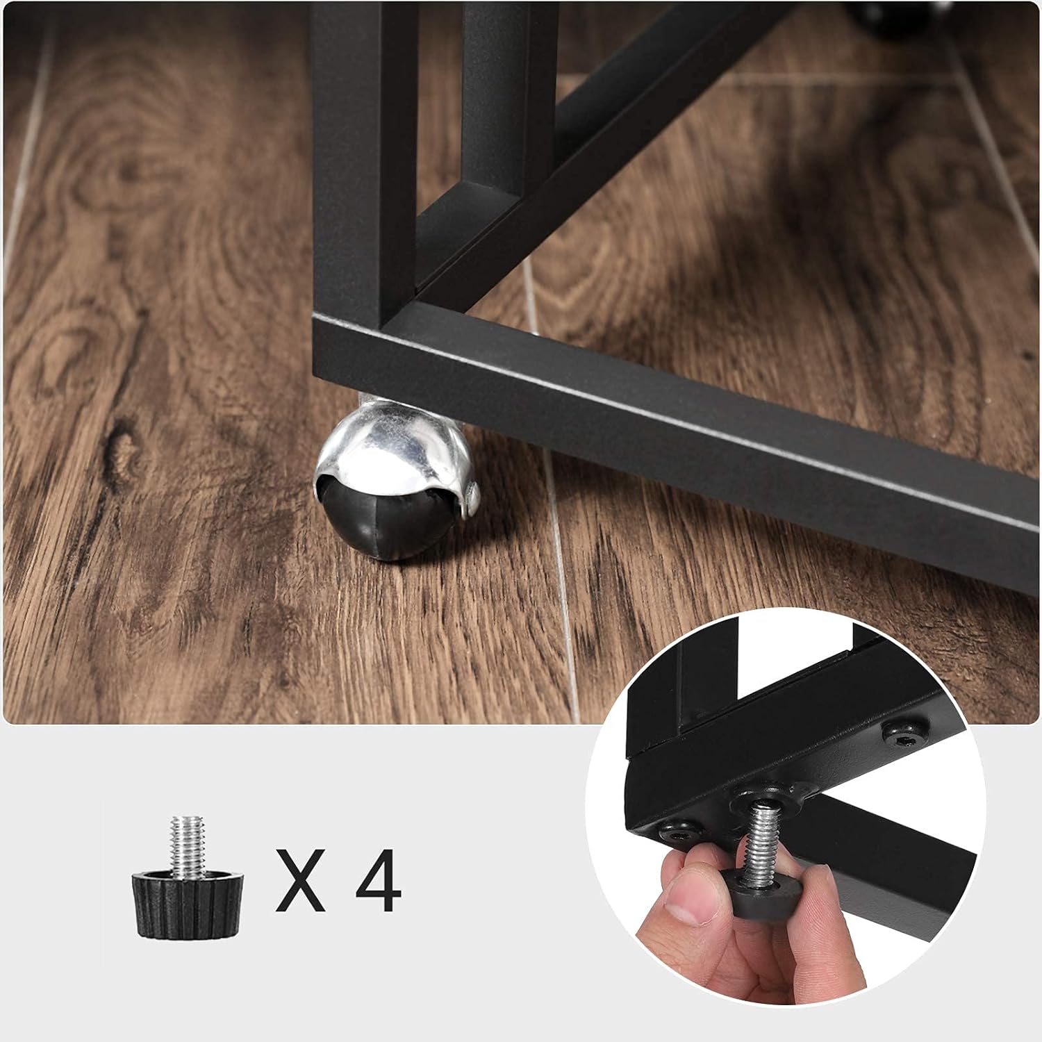 Vasagle Tavolino da Letto Mobile con Ruote, Marrone Vintage - immagine 6