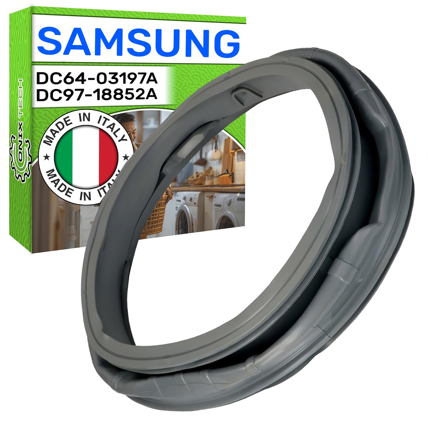 Guarnizione in Gomma per Oblo della Porta Lavatrice Ø 400-325 x 65 mm con Codice Originale DC64-03197A DC97-18852A per Samsung - Garanzia di 5 Anni - MADE IN ITALY - ONIX TECH