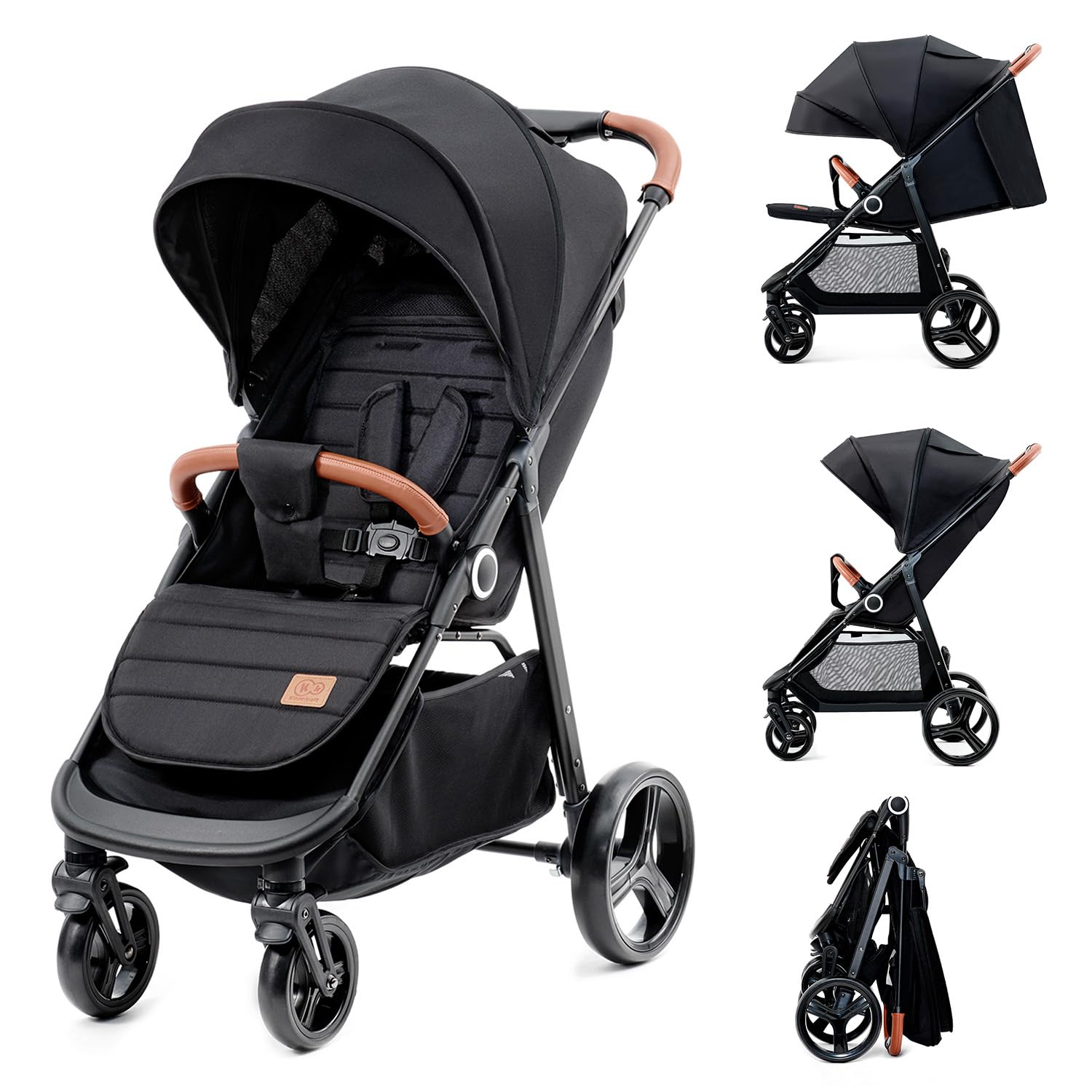 Kinderkraft GRANDE PLUS Passeggino Leggero, Nero