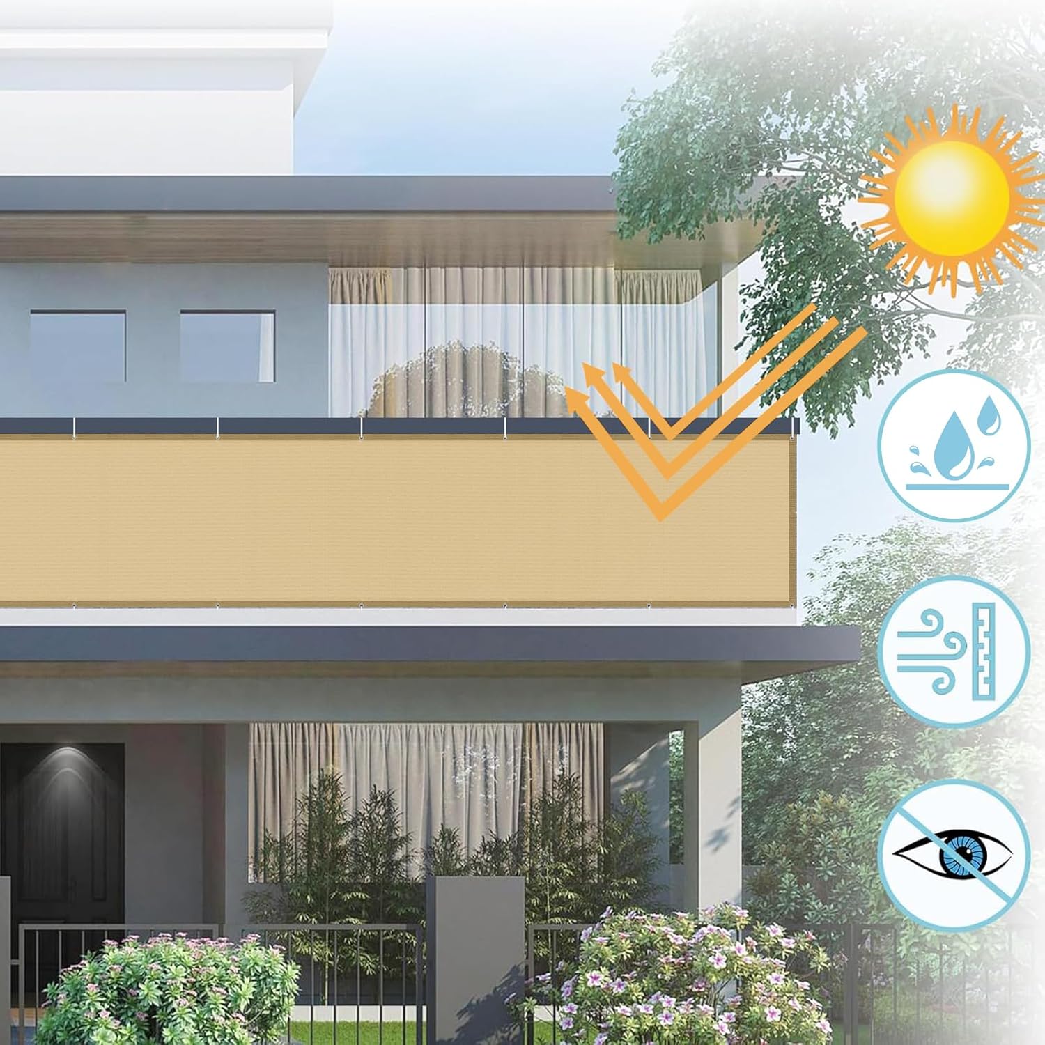 Axt Shade Frangivisto Balcone 90x500cm, Sabbia - immagine 2