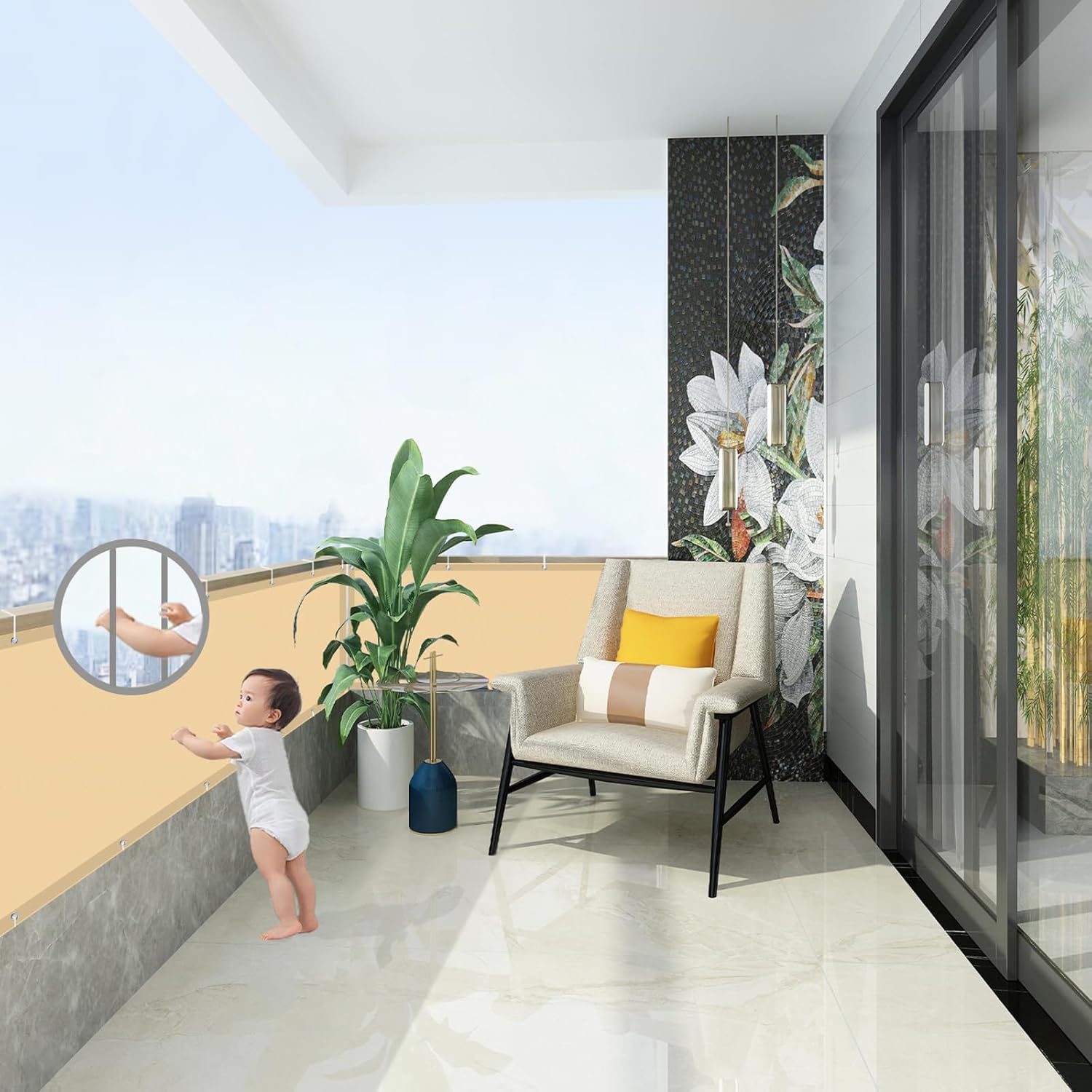 Axt Shade Frangivisto Balcone 90x500cm, Sabbia - immagine 4