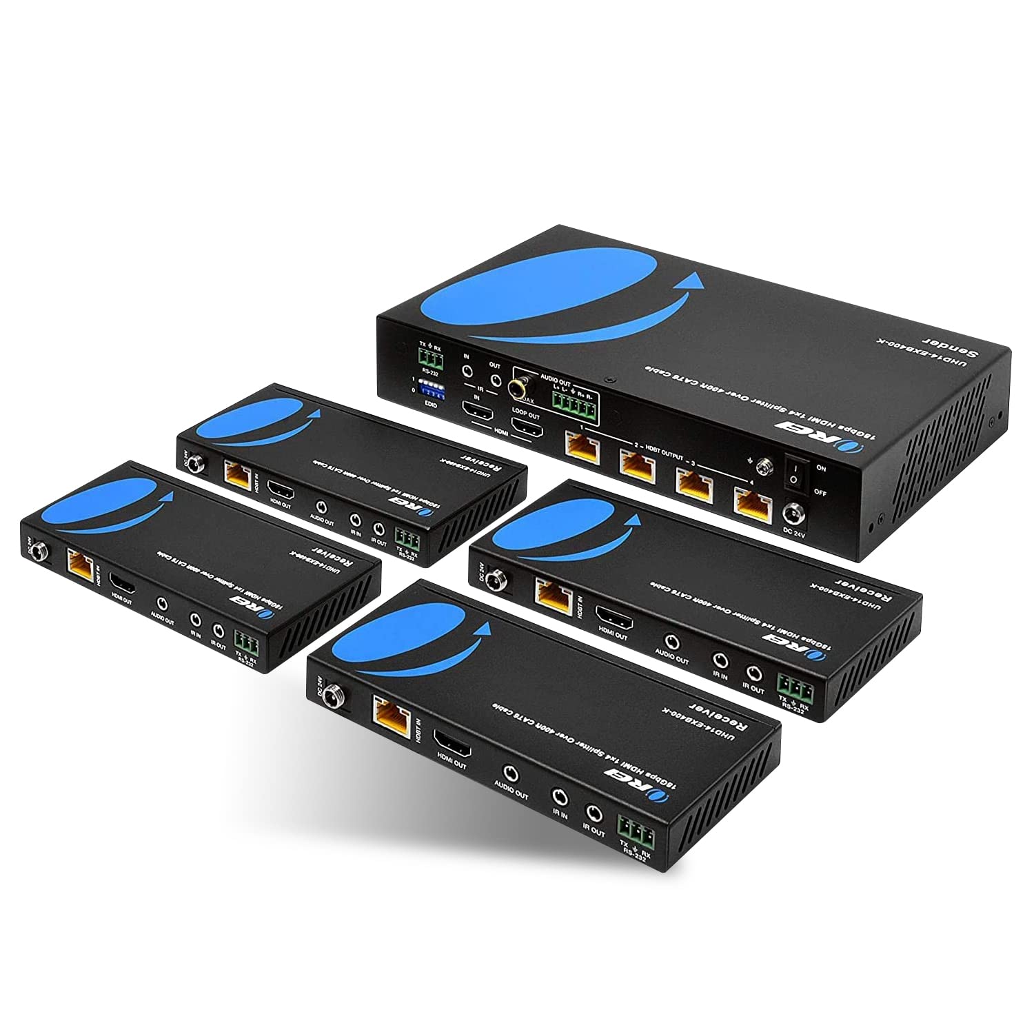 Orei 1x4 HDMI Extender Splitter HDBaseT 4K