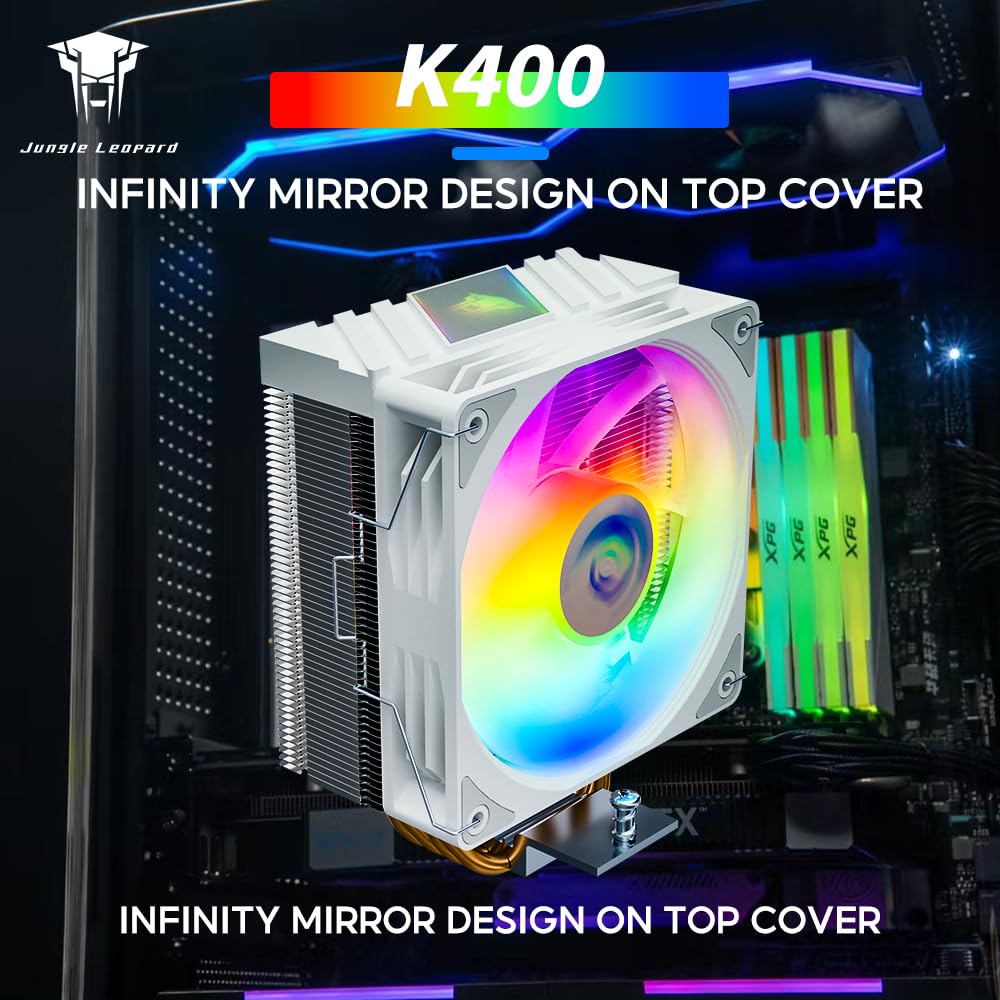 Jungle Leopard K400 Colorful LED CPU Cooler, 4 tubi di calore, 4PIN PWM ...