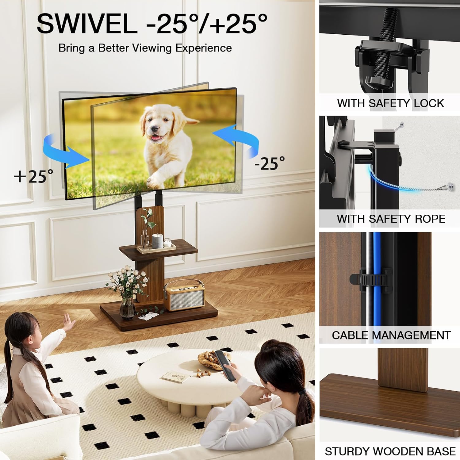 Tvon Supporto TV da Pavimento con Ruote per 32-70" - immagine 4