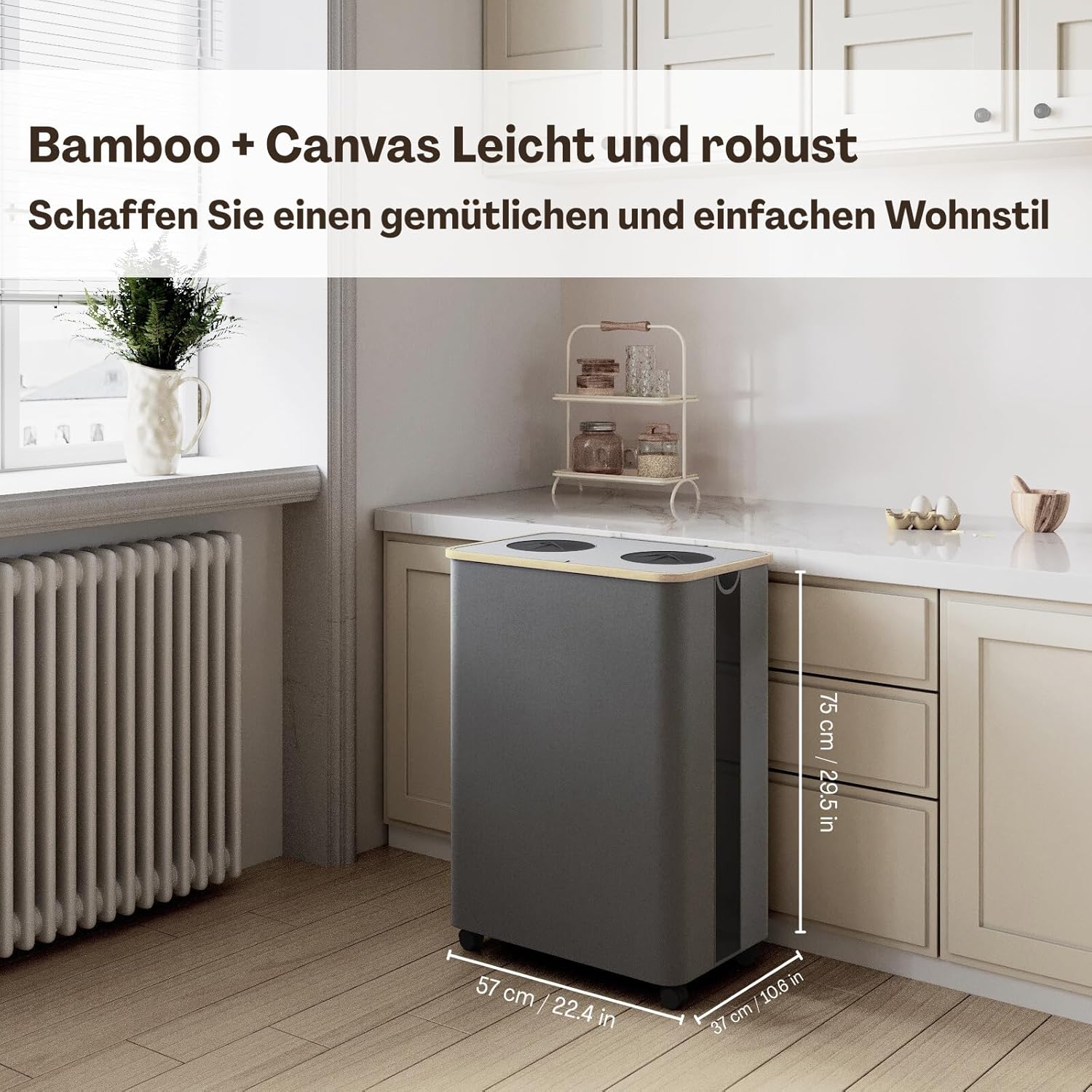 Rman Bidoni Differenziata 160L con Coperchio e Ruote, Grigio - immagine 4