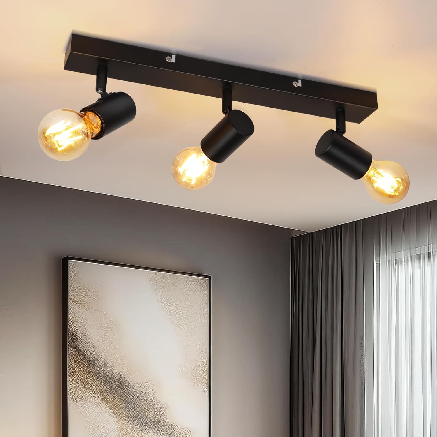 Faretti da Soffitto LED Orientabili Neri 3 Luci E27 - immagine 1