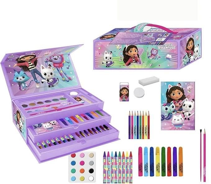 Gabby's Dollhouse - Set di cancelleria colorata per la scuola, completo di pennarelli, matite colorate e accessori decorati con personaggi