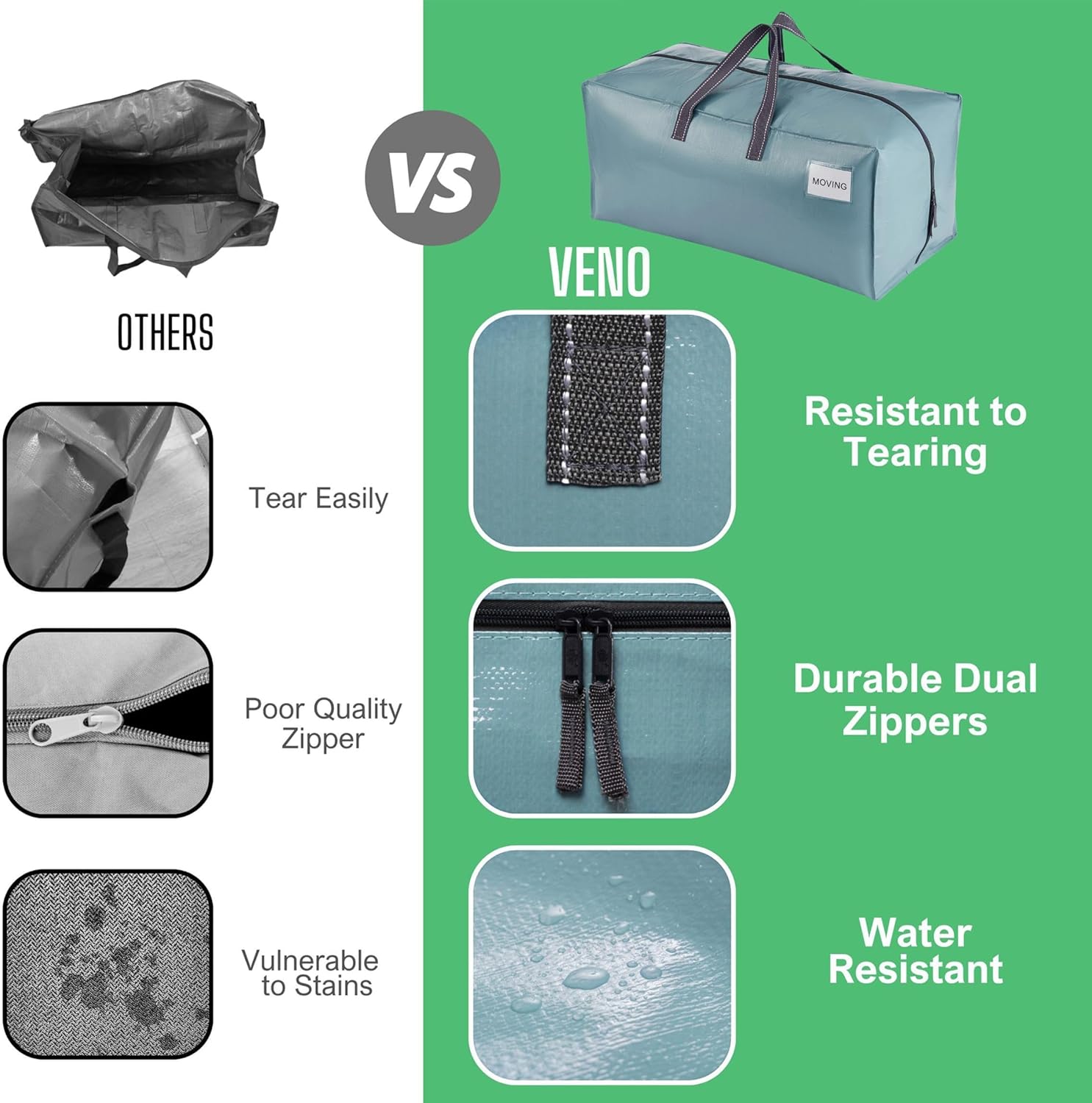 Veno Set 8 Borse Trasloco Extra Large, Azzurro - immagine 4