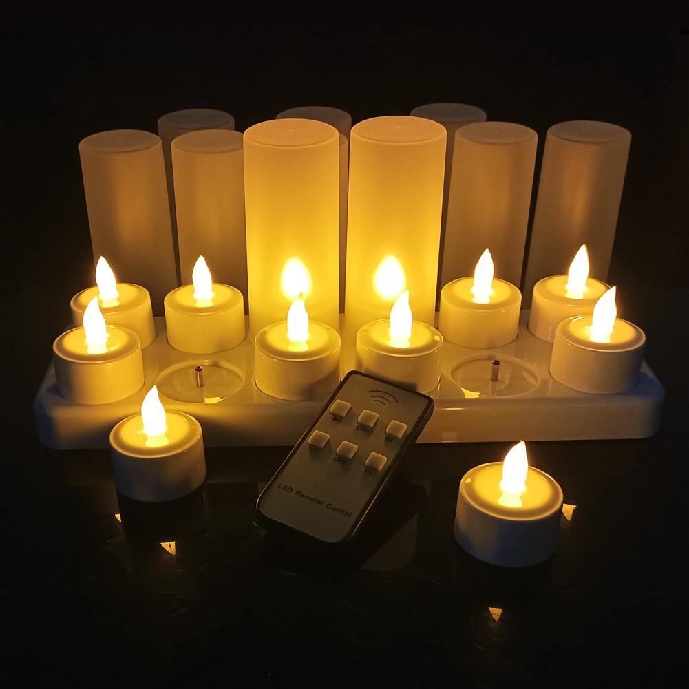 QSPORTPEAK Candele LED Ricaricabili con Telecomando 12pz