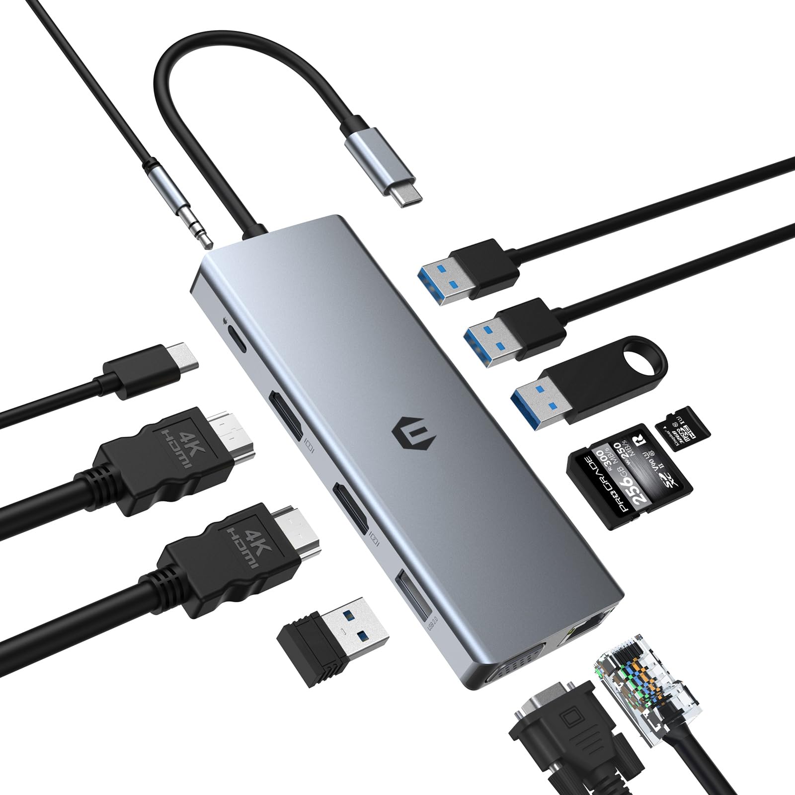 Oberster Docking Station USB C 12 in 1
