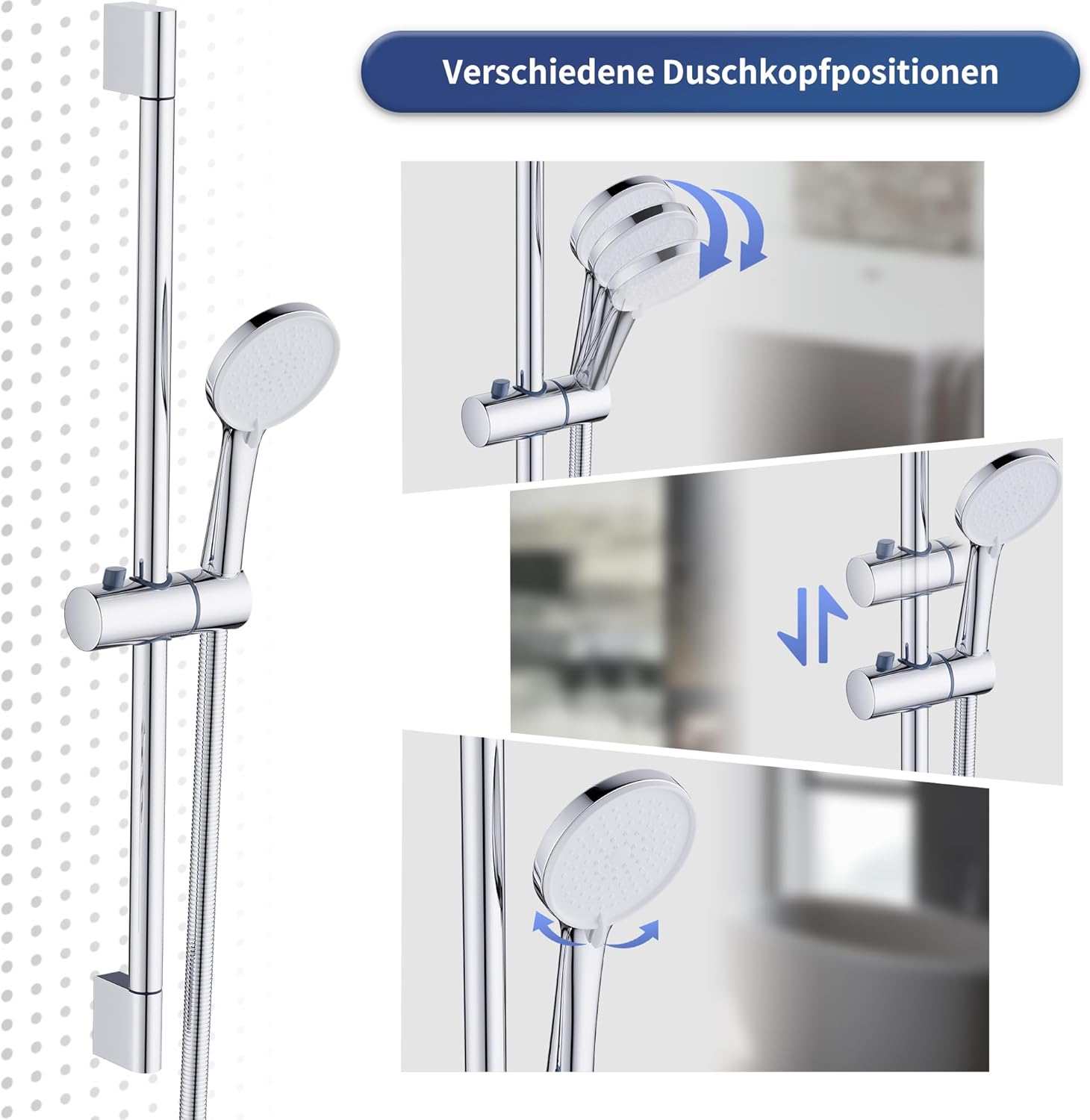 Morado Miscelatore Doccia Termostatico con Set Asta Doccia - immagine 4