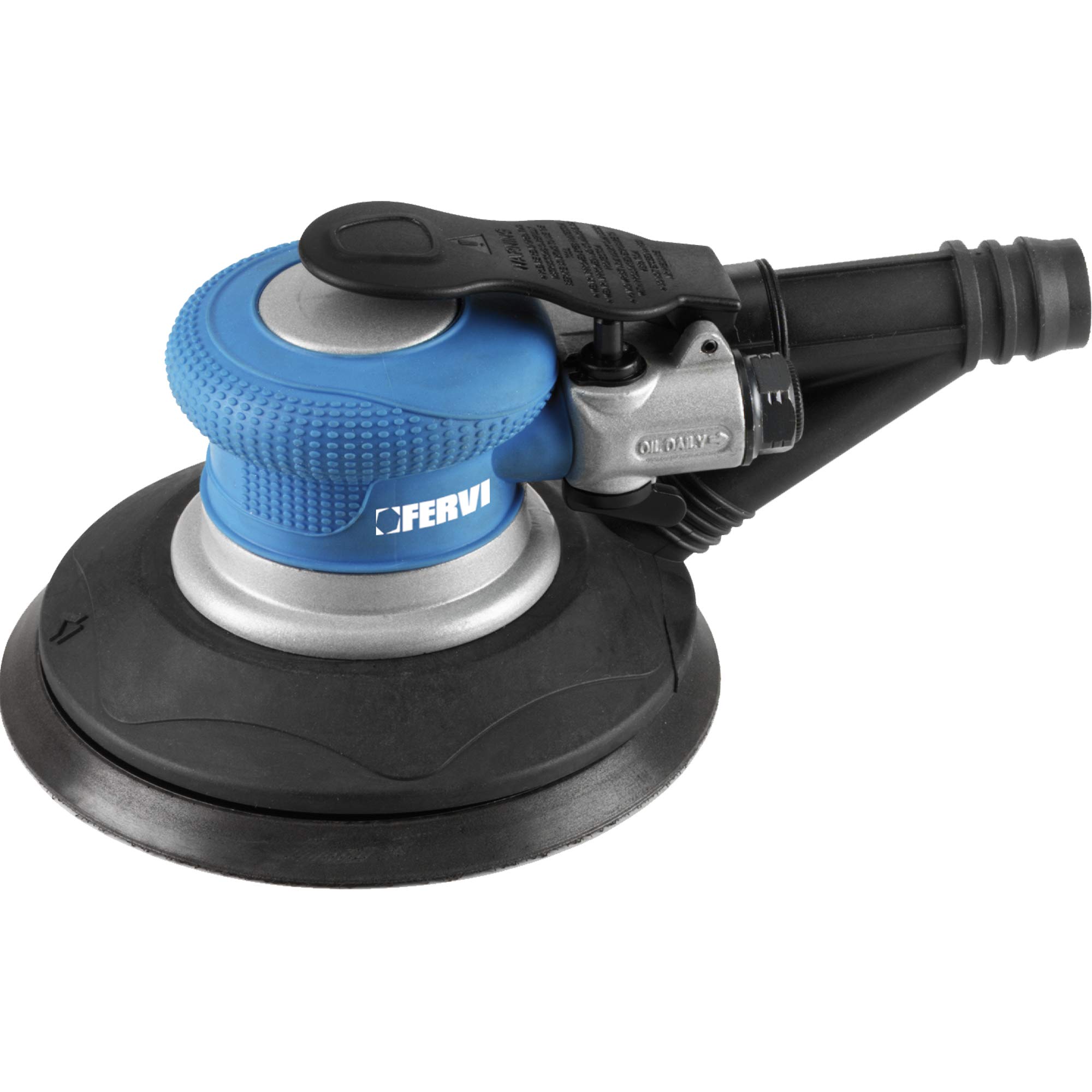 Fervi 0460 Levigatrice pneumatica rotorbitale, 150 mm, Ciano/Nero