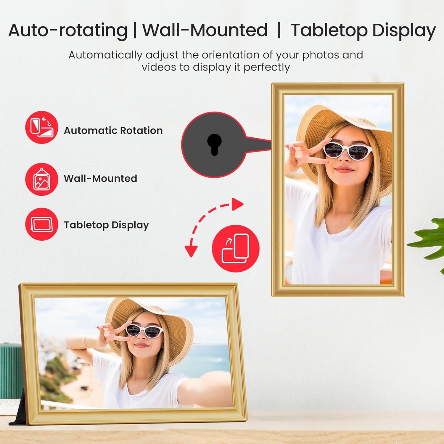 FRAMEO Cornice Digitale 15,6" FHD 64GB, Oro - immagine 6