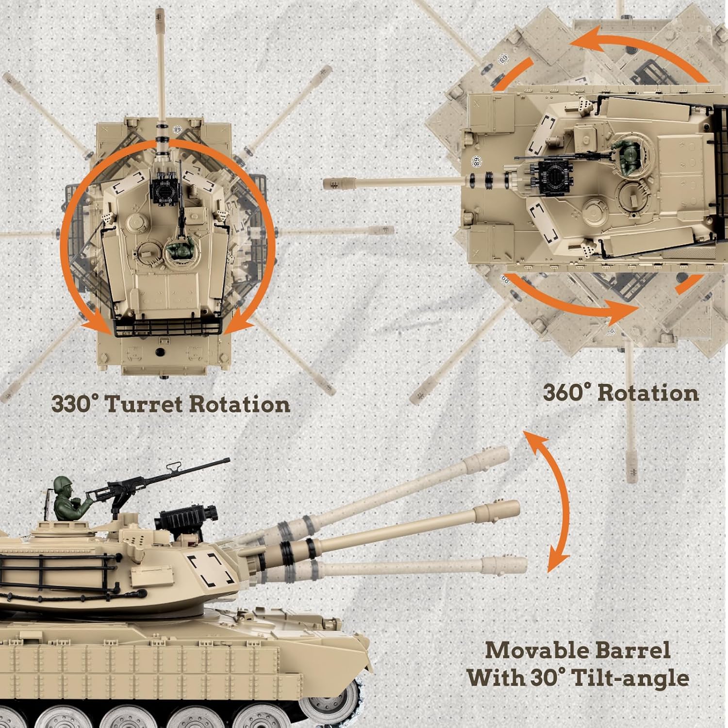Carro Armato Telecomandato M1A2 1:18 con Cingoli in Metallo - immagine 2