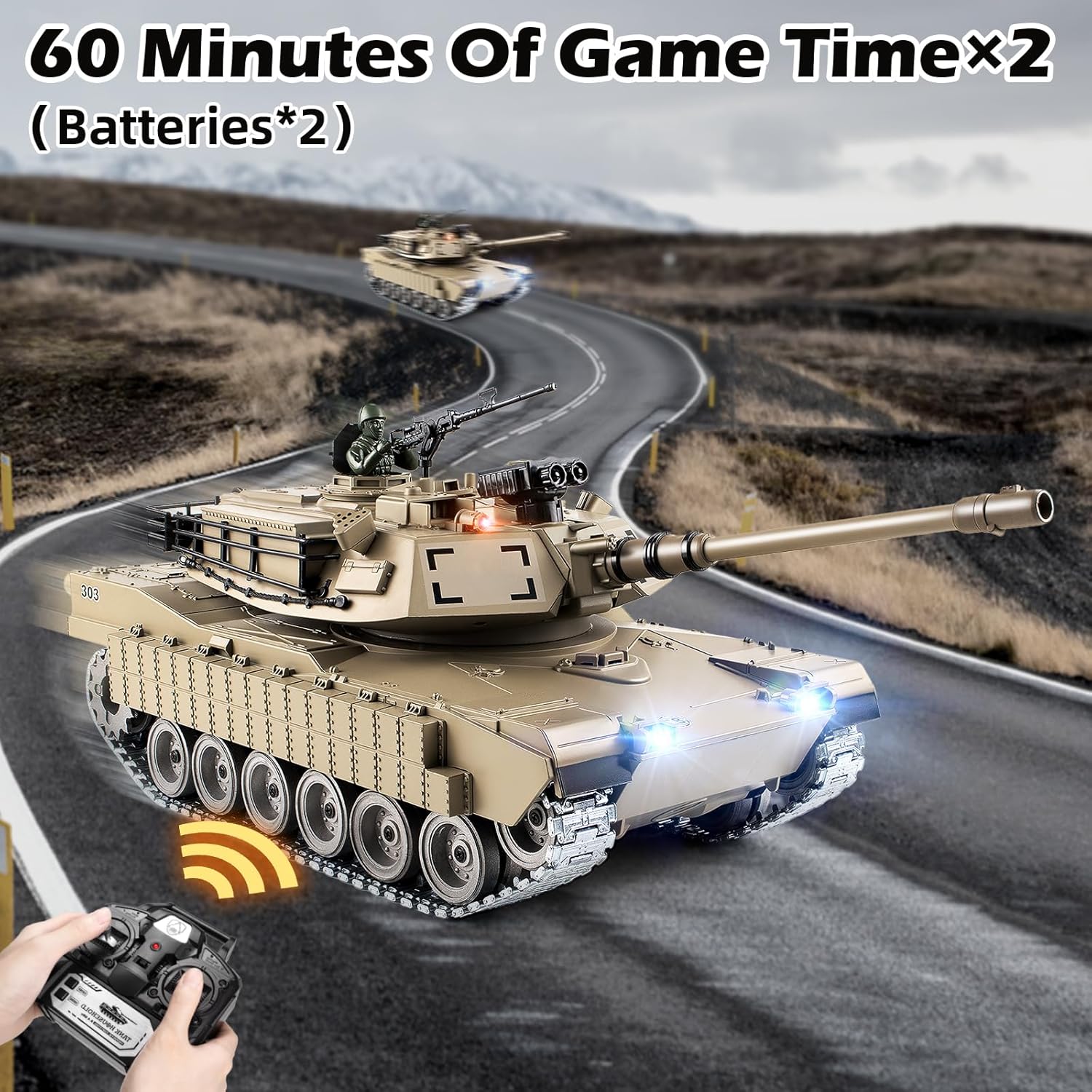 Carro Armato Telecomandato M1A2 1:18 con Cingoli in Metallo - immagine 4