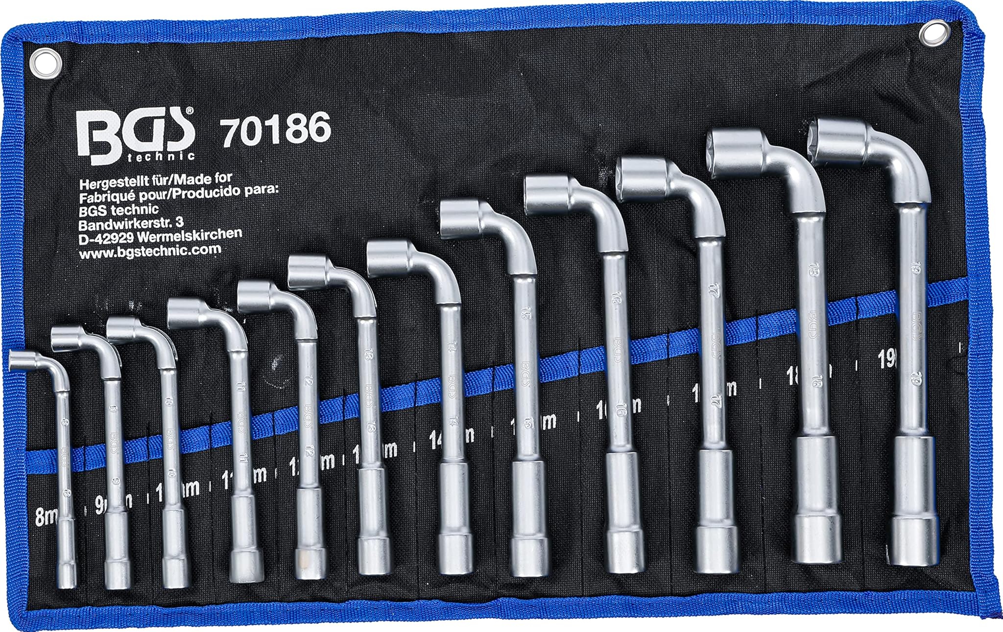 BGS 70186 - Set di chiavi per tubi a foro profondo, 8-19 mm, 12 pezzi