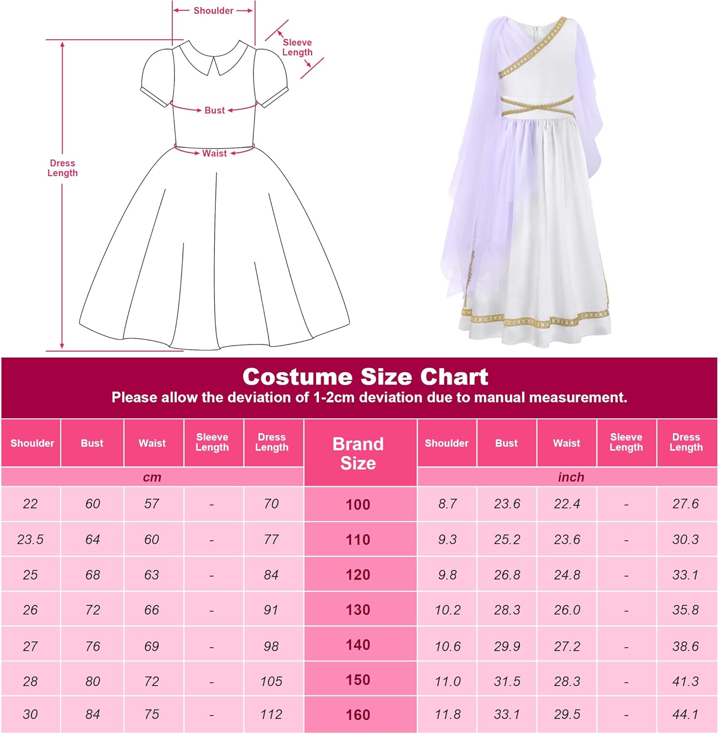 ReliBeauty Costume Dea Greca per Bambina - immagine 4