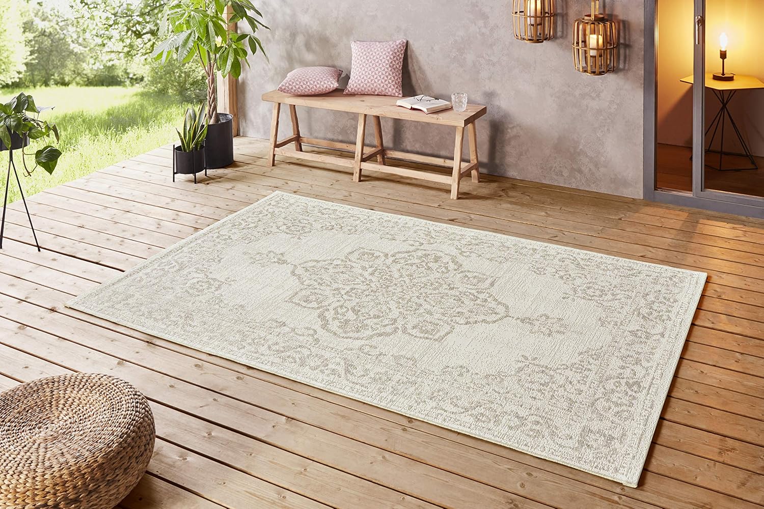 bougari Tilos - Tappeto per interni ed esterni, 160 x 230 cm, colore: Crema