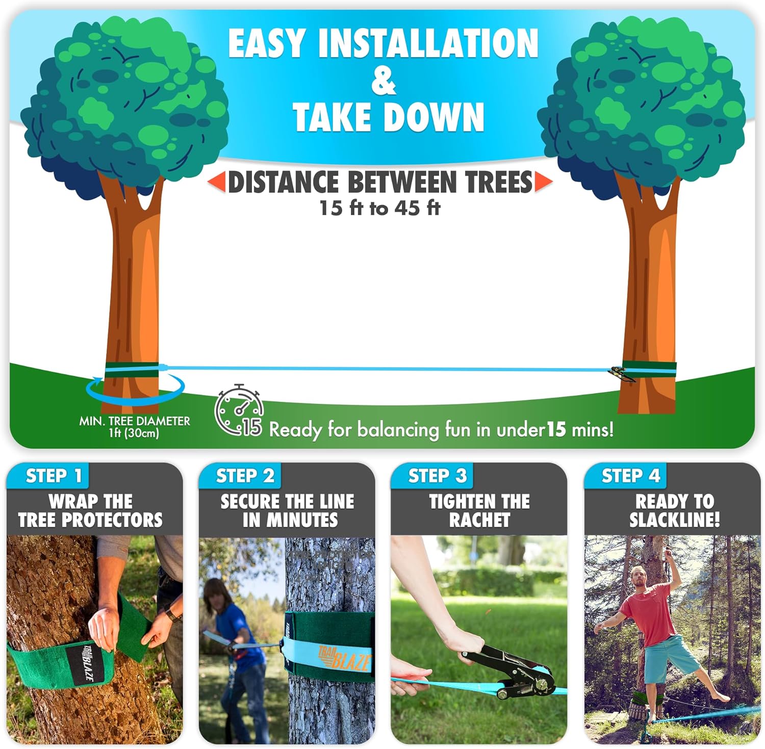 Trailblaze Kit Slackline Completo 15m - immagine 5