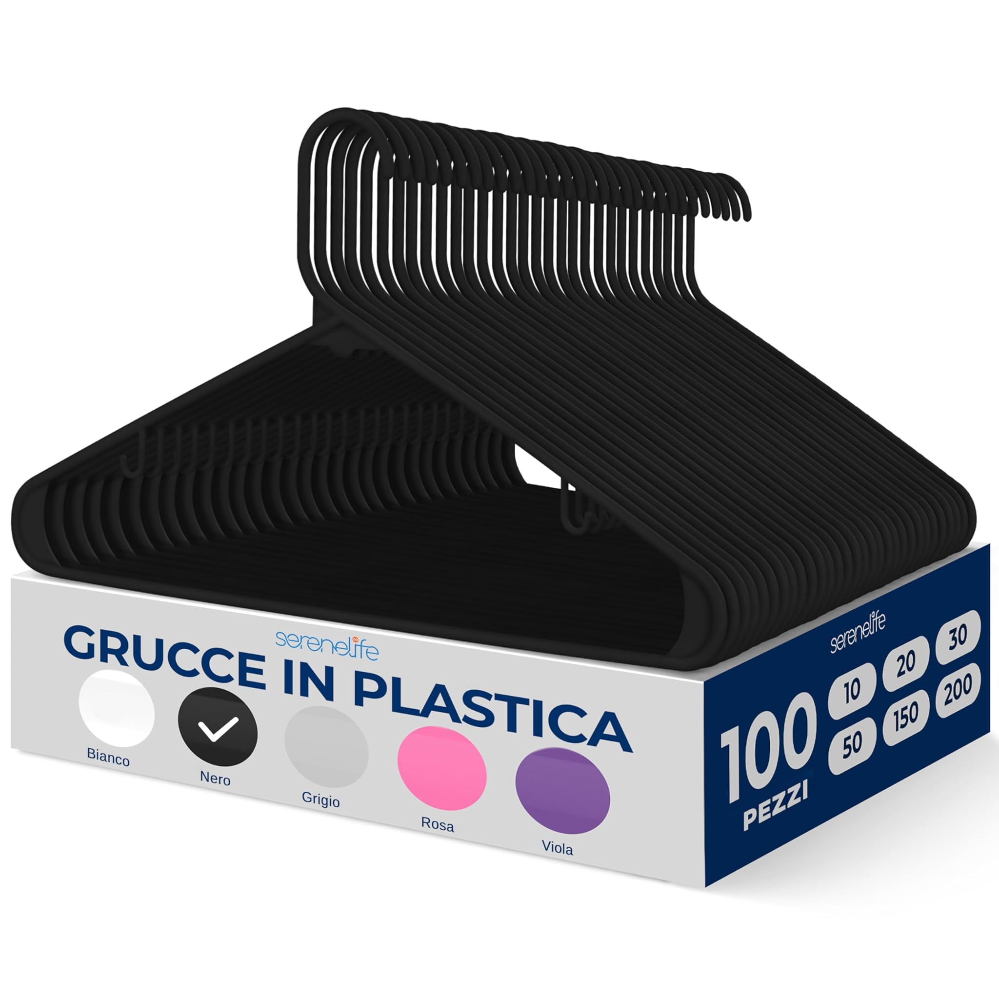 Serenelife Set 100 Grucce Appendiabiti in Plastica