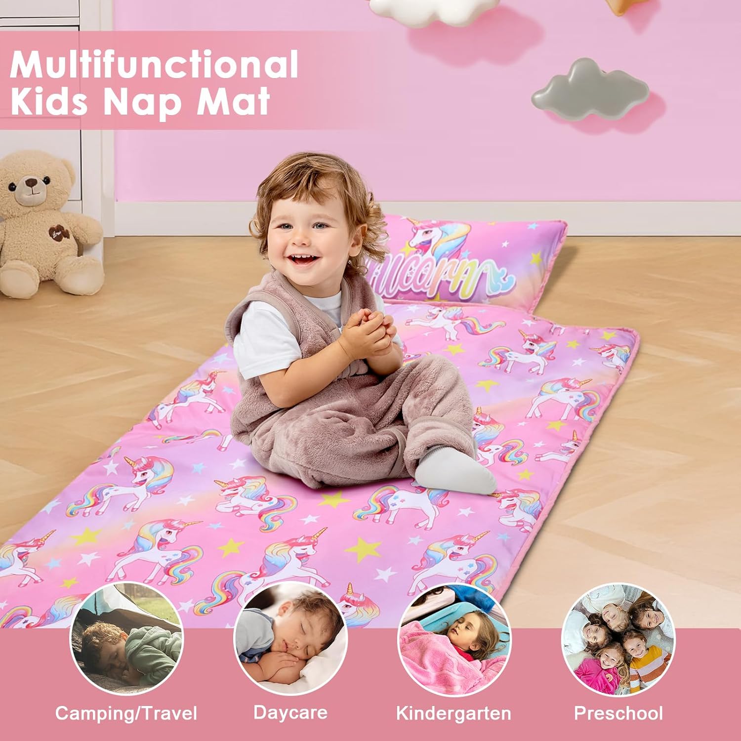Nap Mat per Bambini con Cuscino e Coperta Rimovibili - immagine 5