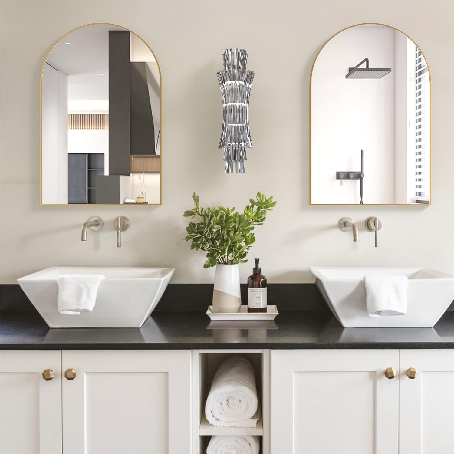 Cassilando 2 Specchietti da Parete Curvi 50x75 cm, Oro