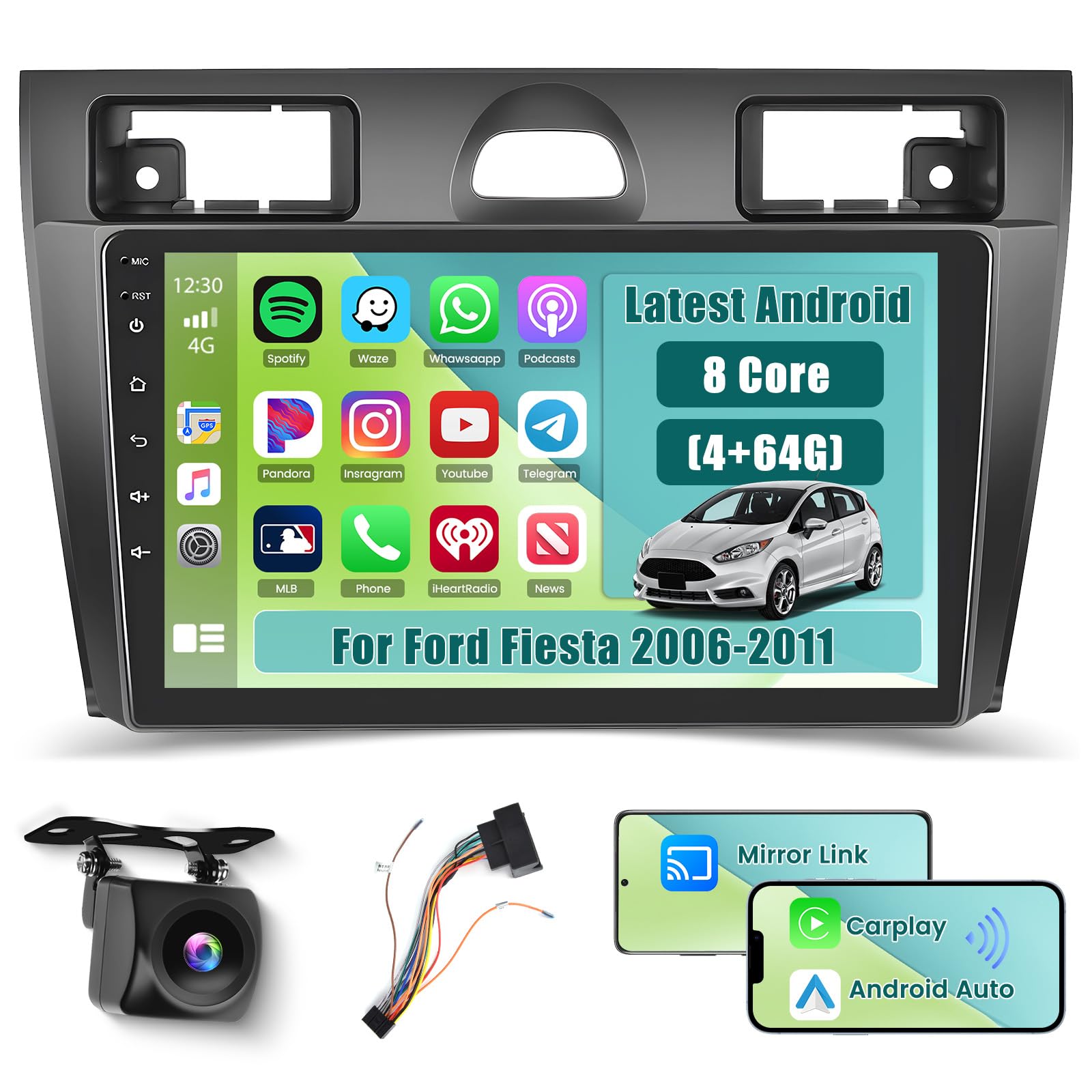 Inefala Autoradio Android 13 per Ford Fiesta 2006-2011