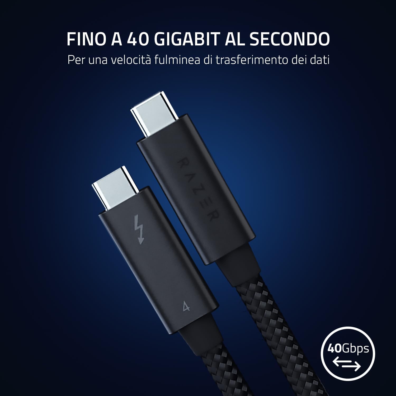 Razer Cavo Thunderbolt 4 - 0,8 M, Nero - immagine 2