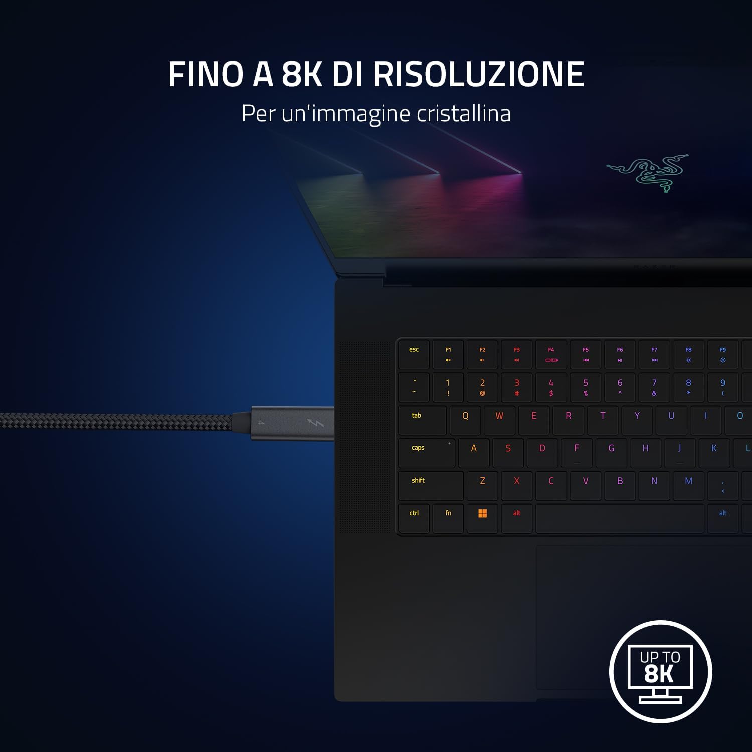Razer Cavo Thunderbolt 4 - 0,8 M, Nero - immagine 3