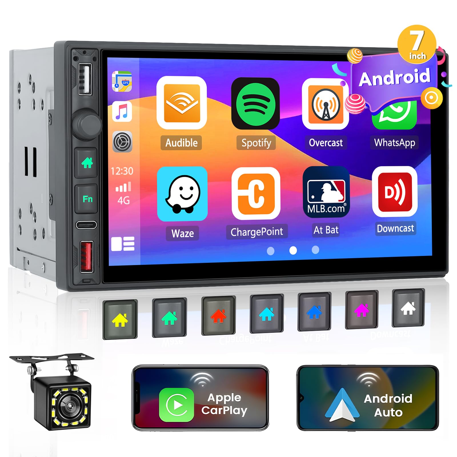 Hikity Autoradio 2 Din 7 Pollici Touchscreen con CarPlay Wireless