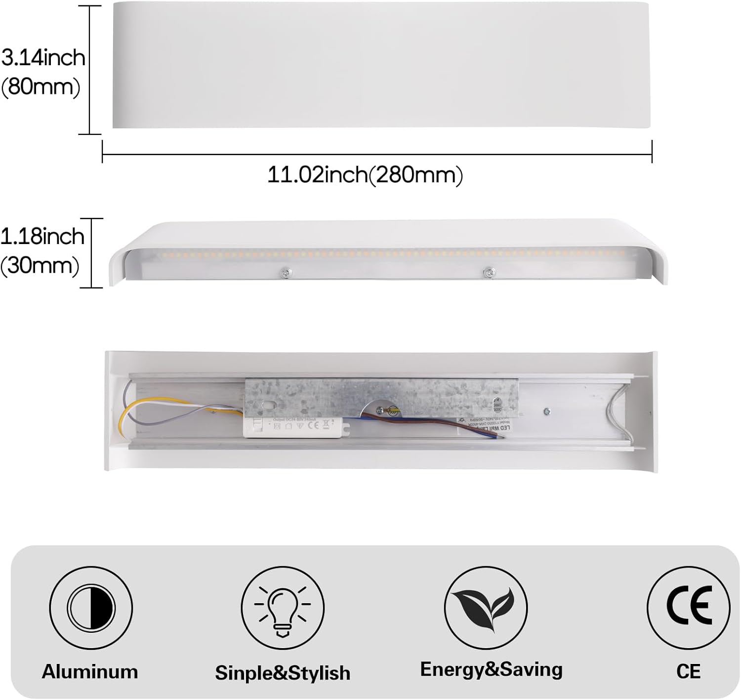 Fupe Lampada da Parete Interni LED 18W, 4 Pezzi - immagine 5