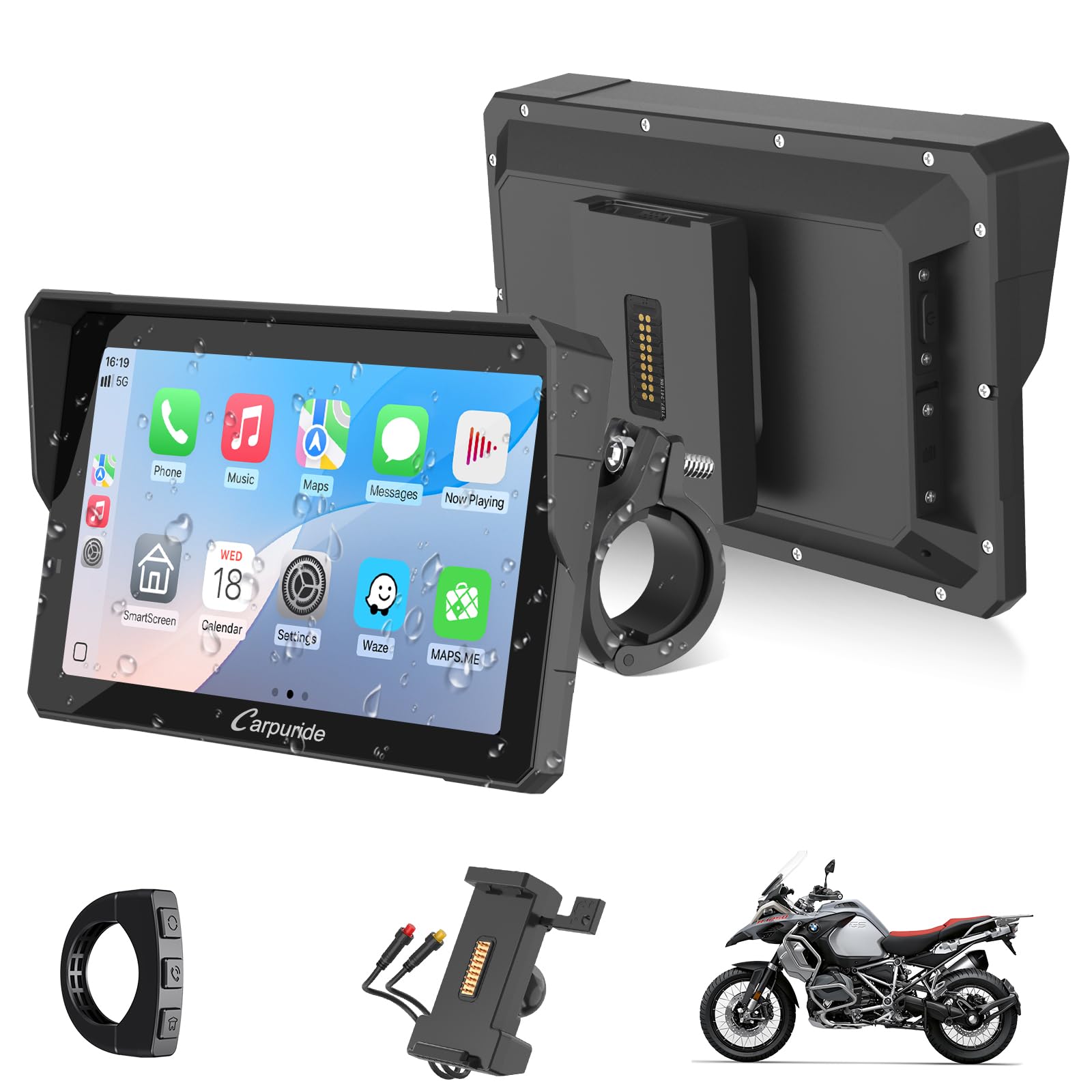 Carpuride W702S Pro Moto Carplay Schermo 7"