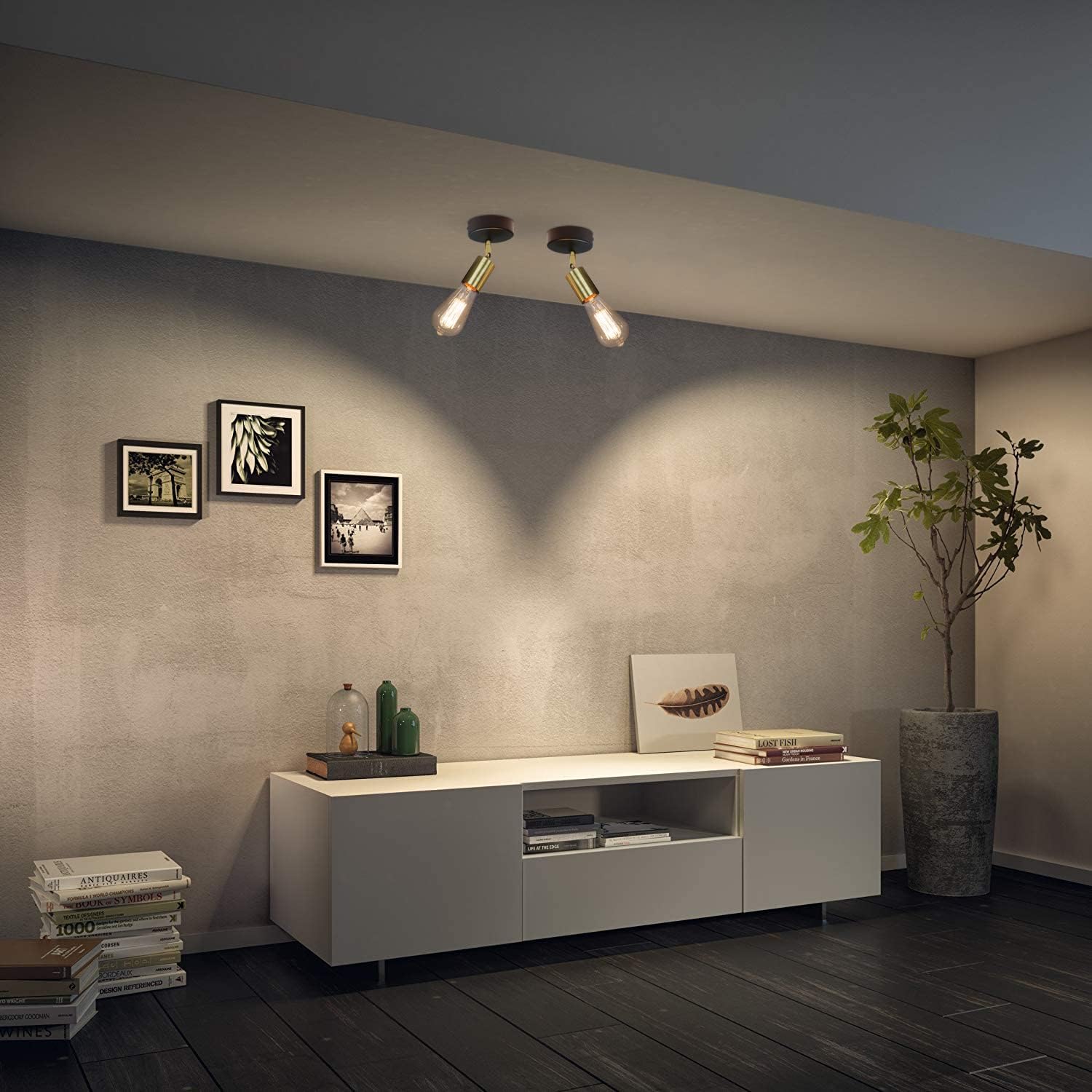 Lampada da Soffitto Industriale E27 Nera e Oro 1 Fiamma - immagine 3