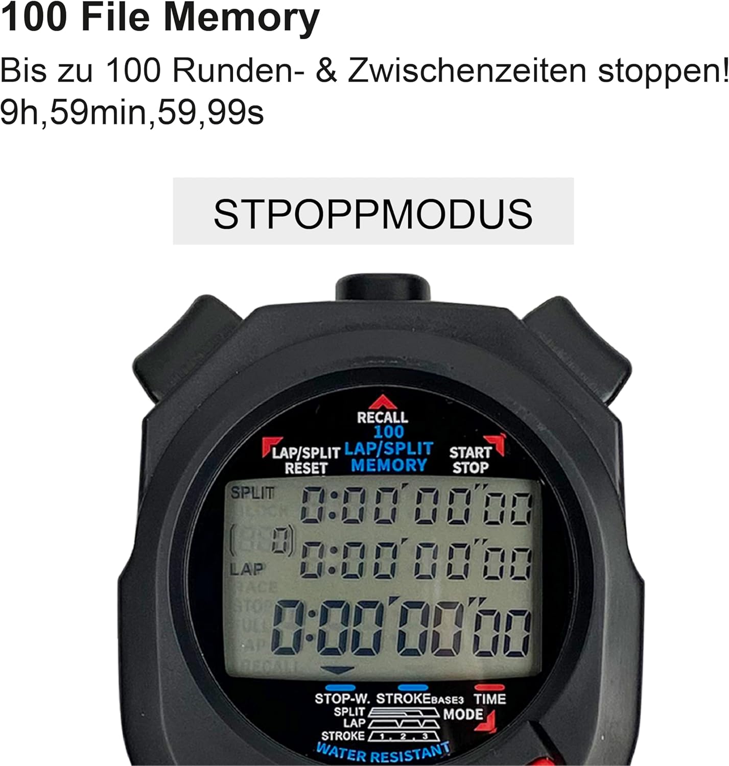 Stoptec Cronometro 495 - Display 3 righe, 100 Memoria - immagine 3
